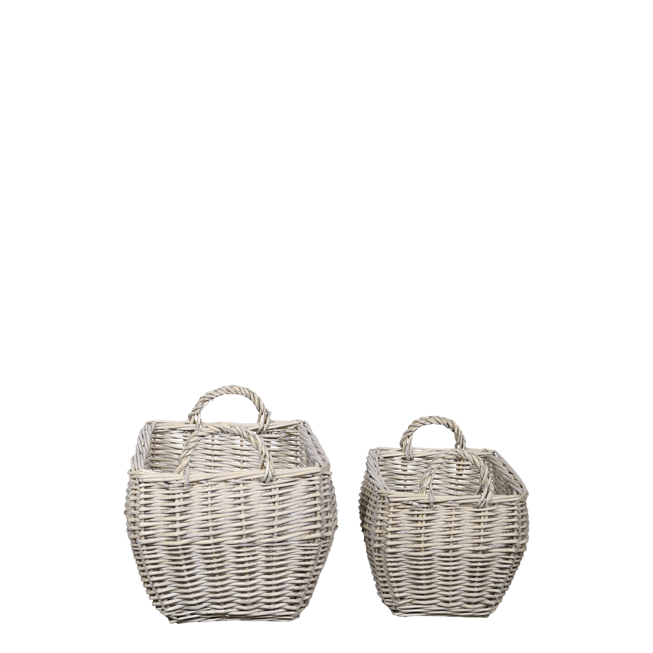 French Basket w. handles set of 2 H33/L41/W31 cm nature