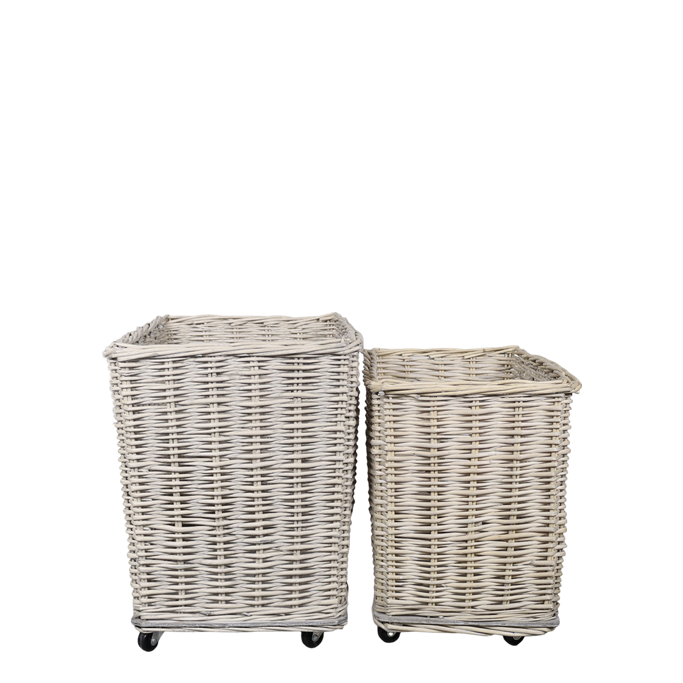 French Basket w. wheels set of 2 H50/L59/W41 cm nature