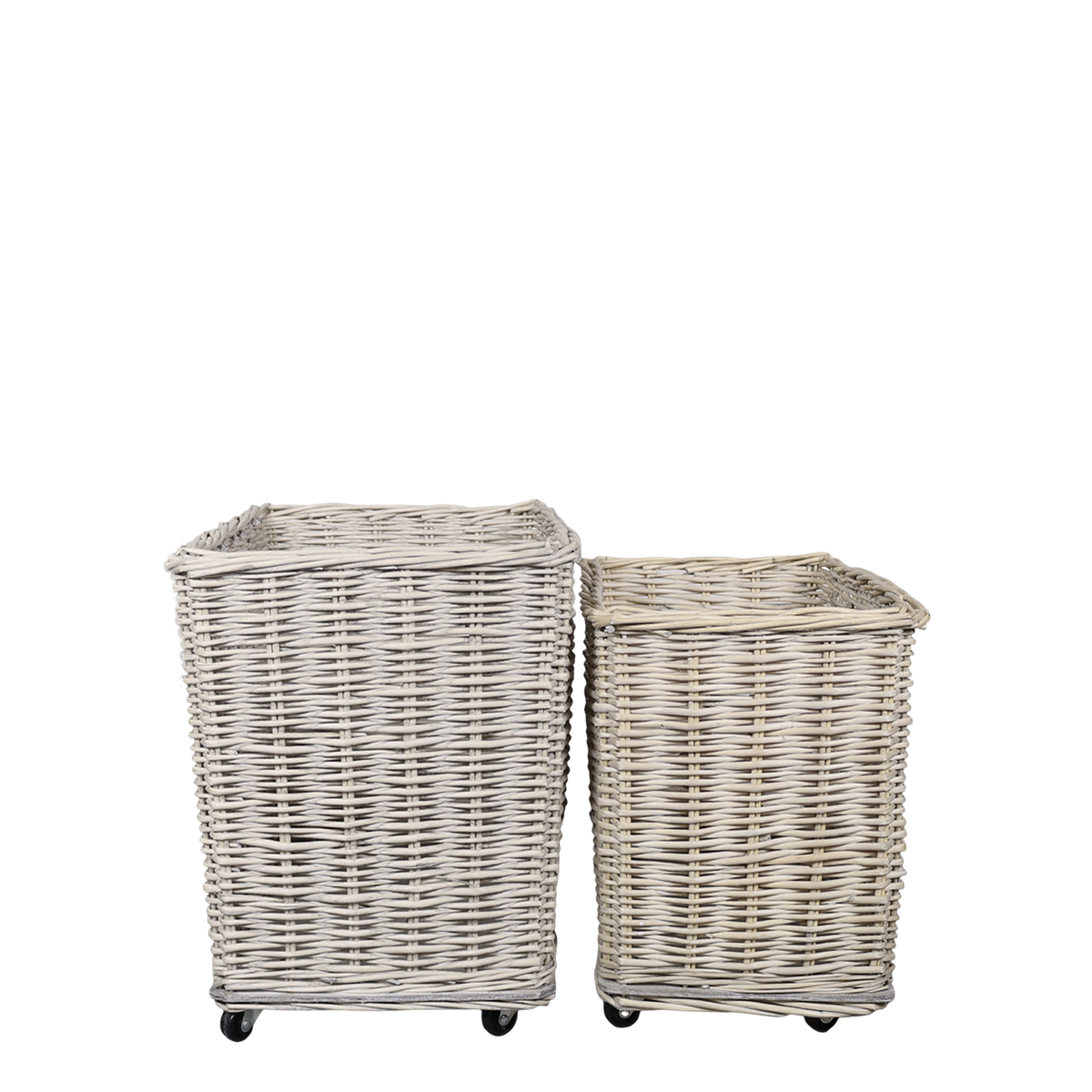 Aufbewahrungskörbe mit Rädern aus Weide, 2er-Set, natur