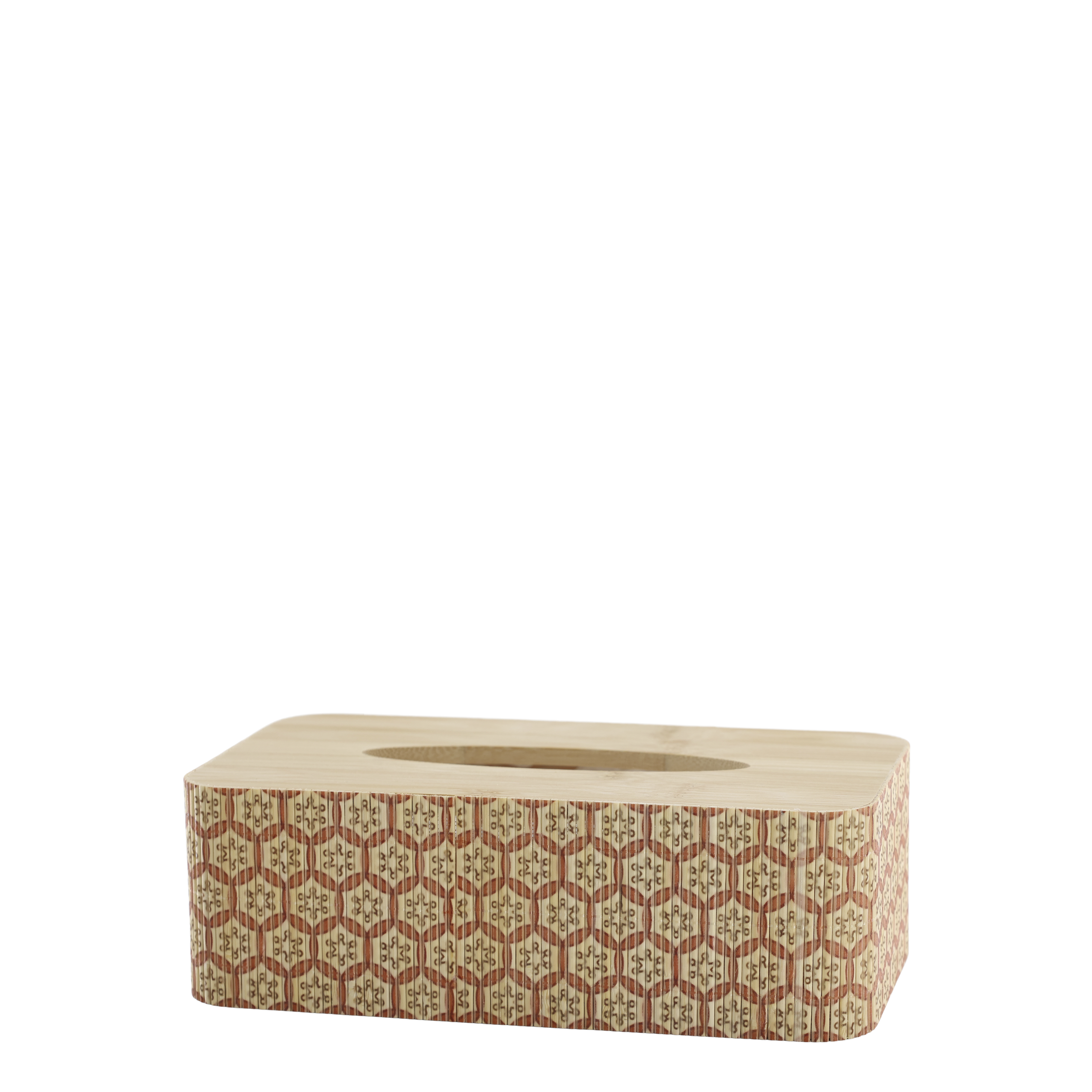 Serviettenbox aus Bambus in Coral Blush und Natur