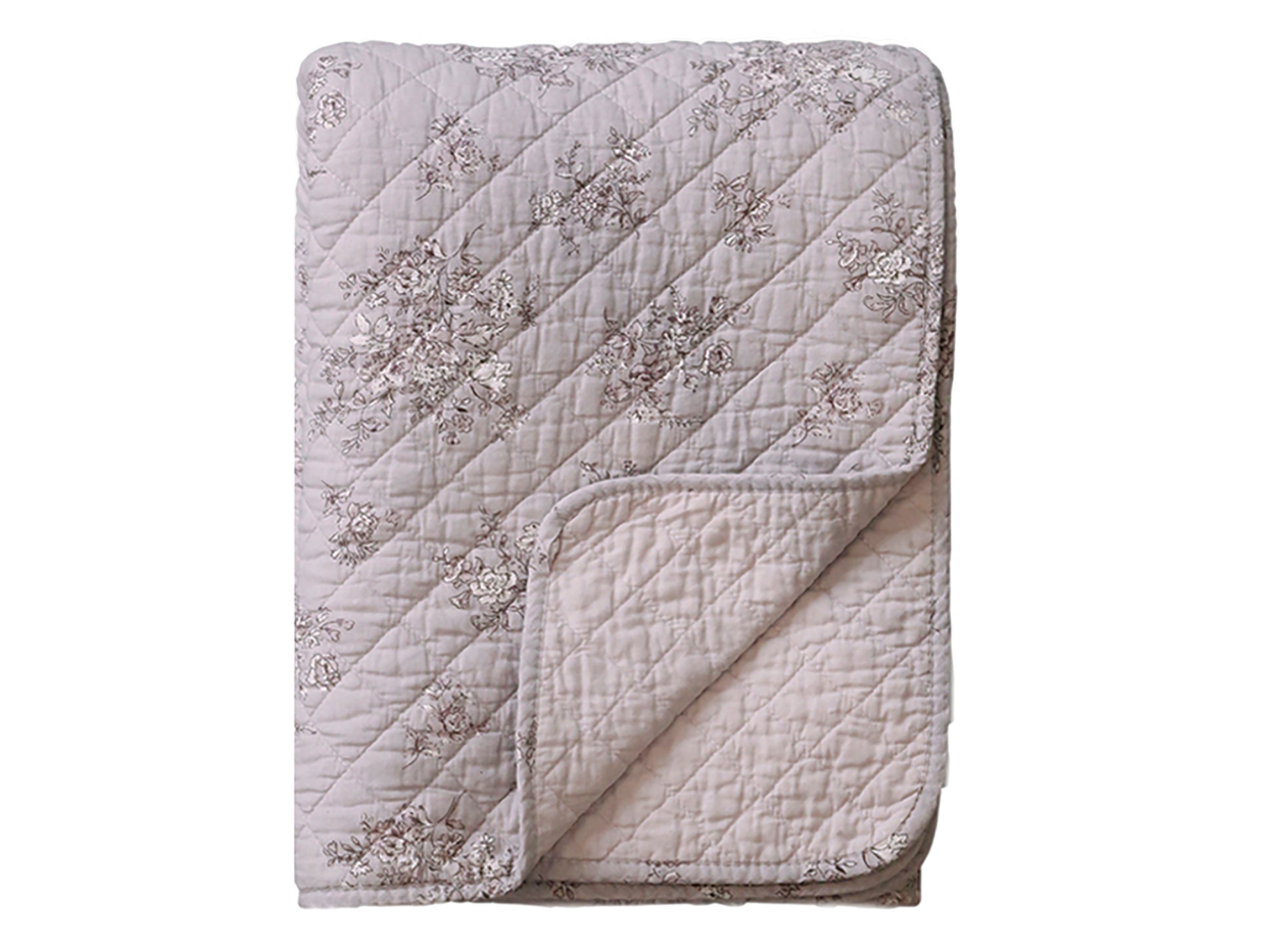 Quilt w. flowers L180/W130 cm lavender fog