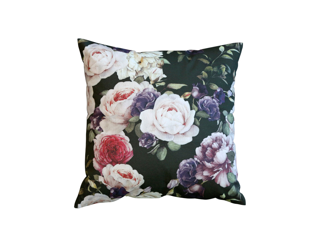Moulin Cushion w. flowers L50/W50 cm olive green