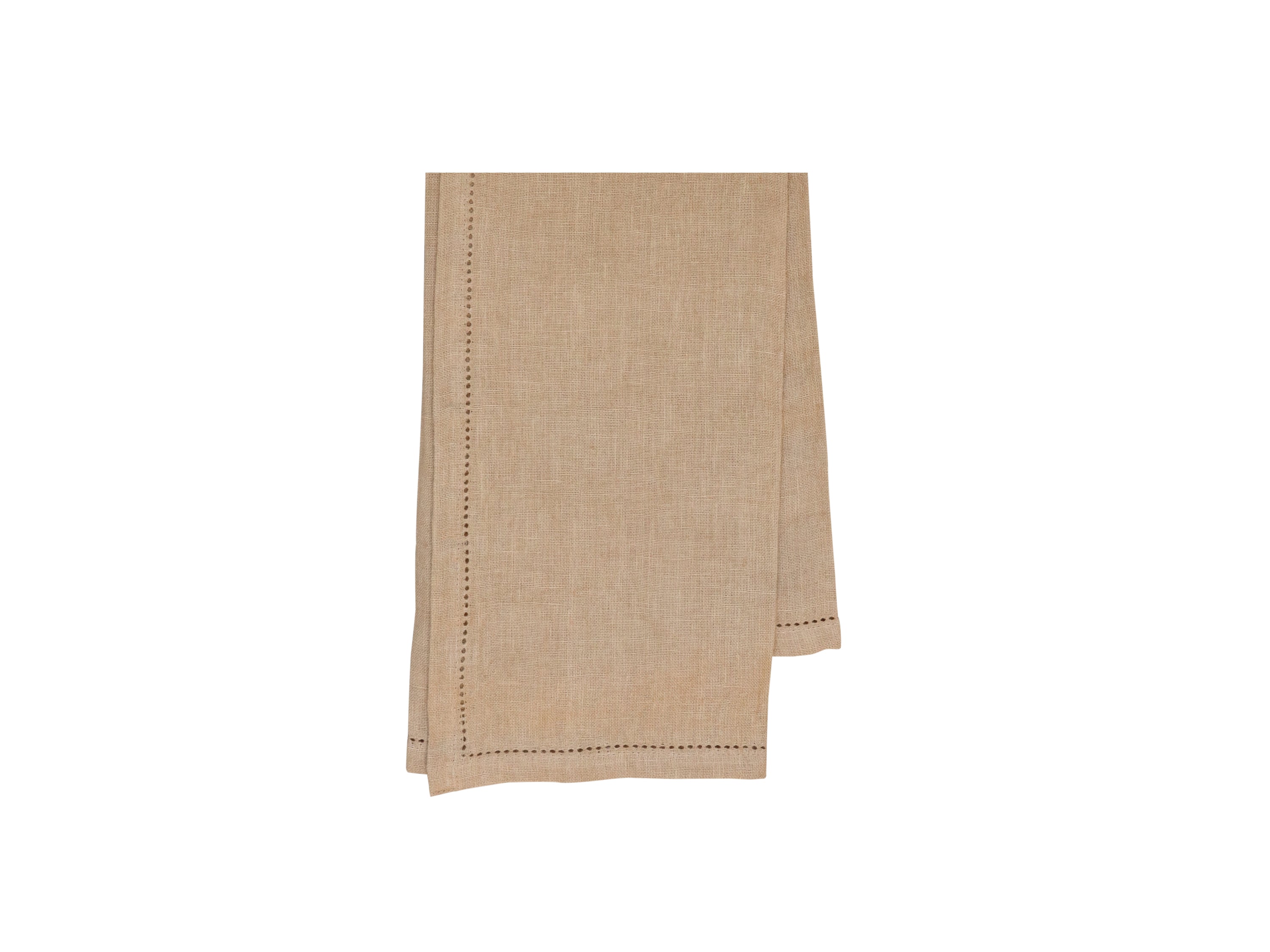 Tea towel w. perforated edge 100% linen L70/W50 cm bright camel