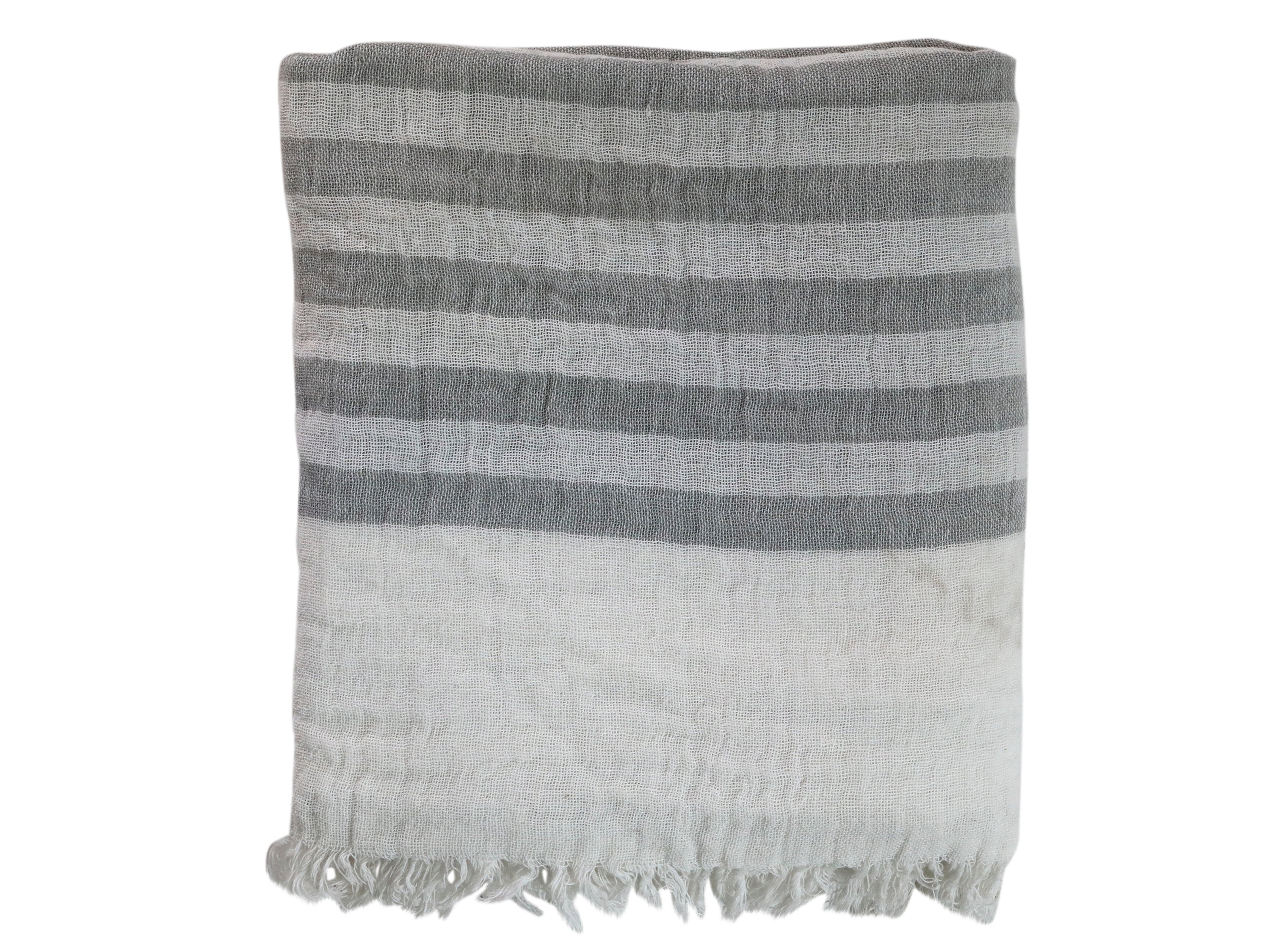 Throw w. stripes L170/W130 cm grey