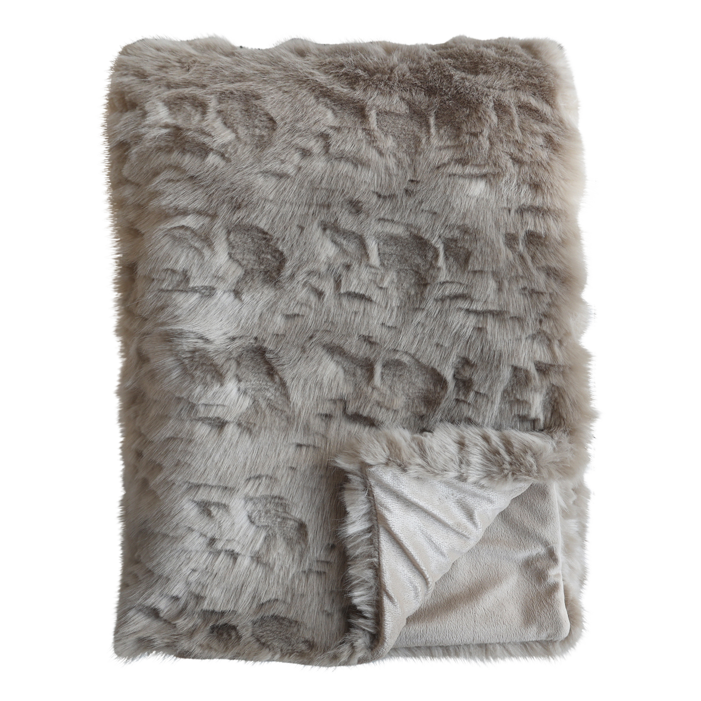 Throw in faux fur L180/W150 cm antique latte