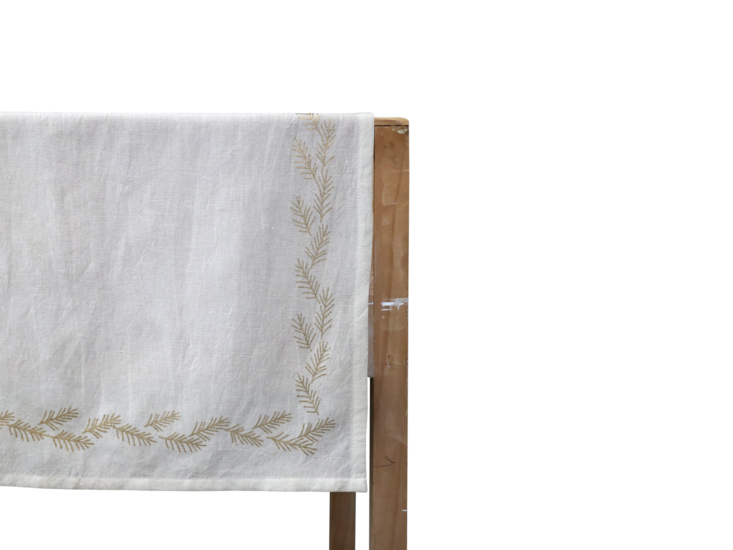 Table Runner w. gold print L150/W45 cm white