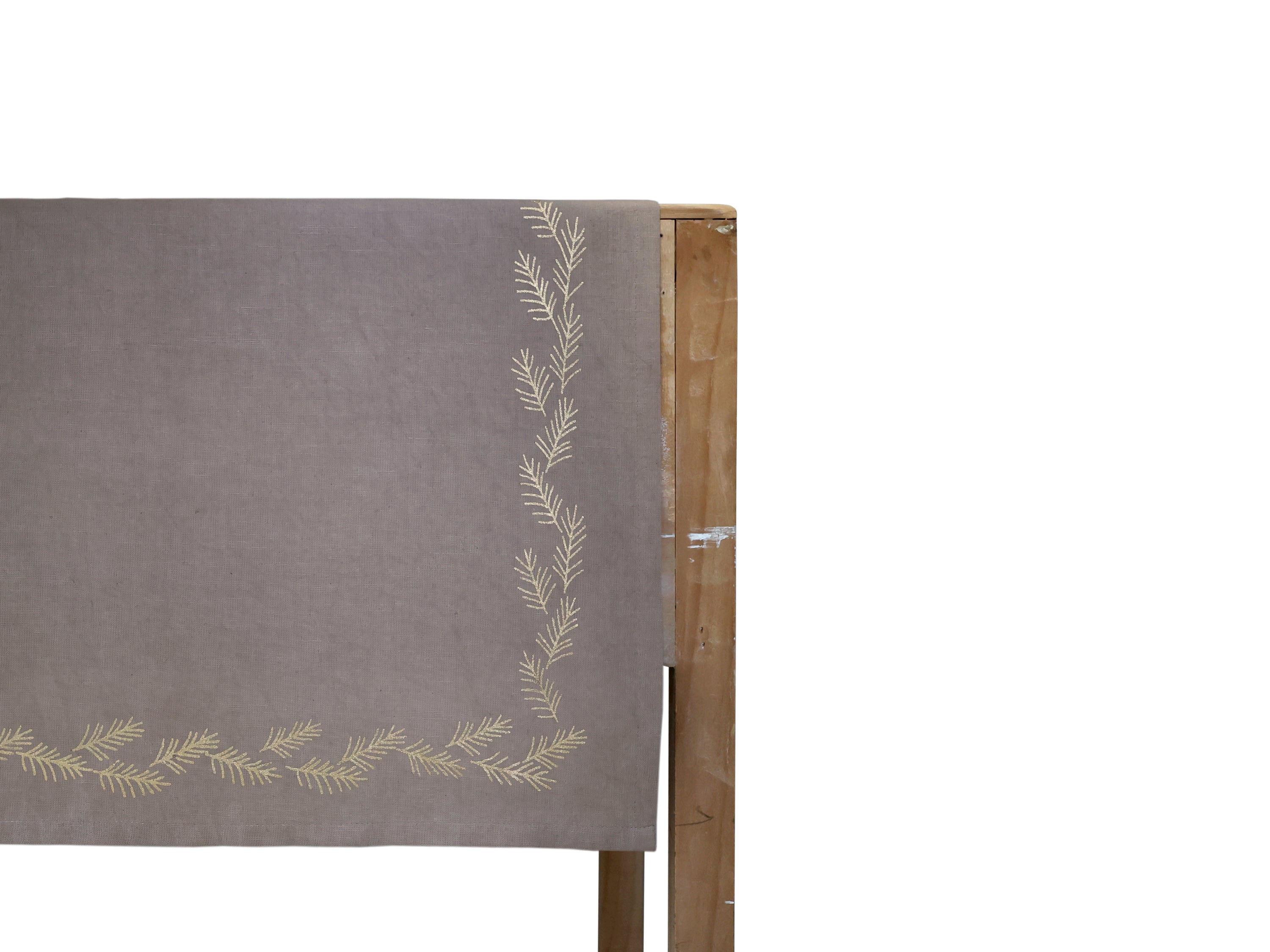 Table Runner w. gold print L150/W45 cm linen