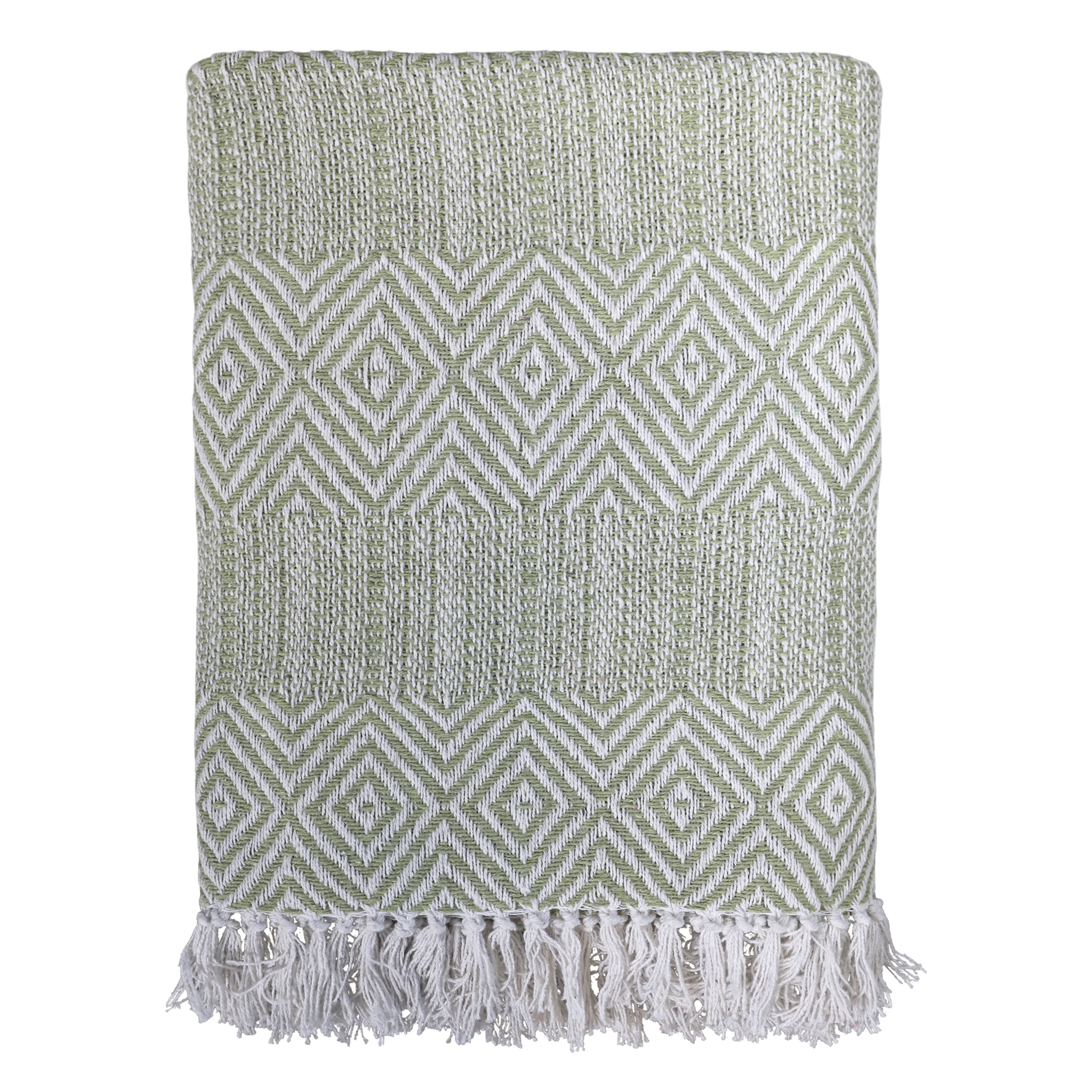 Throw of surplus yarn w. pattern L170/W130 cm verte
