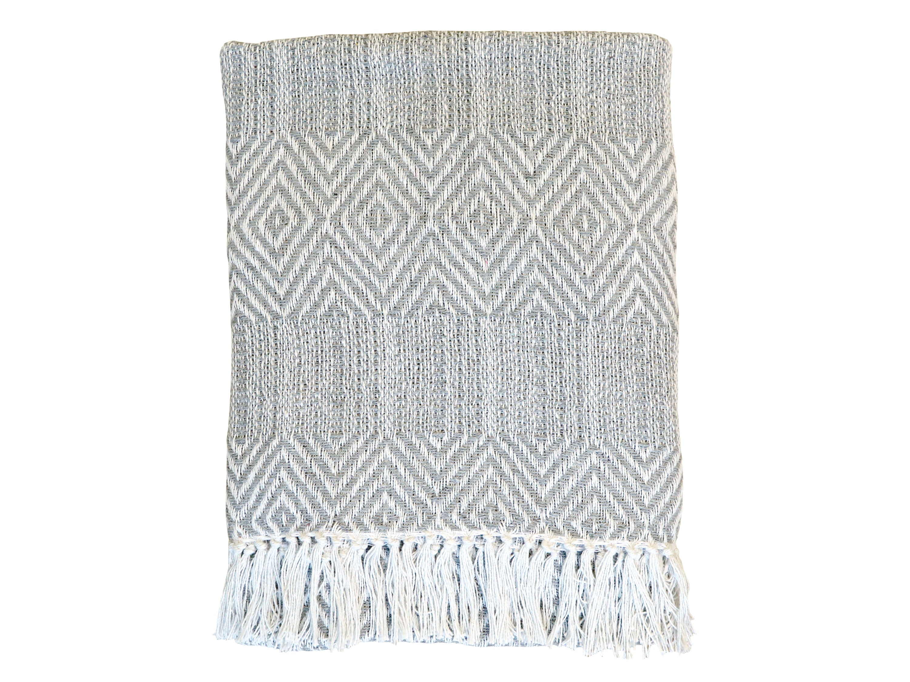 Throw of surplus yarn w. pattern L170/W130 cm grey