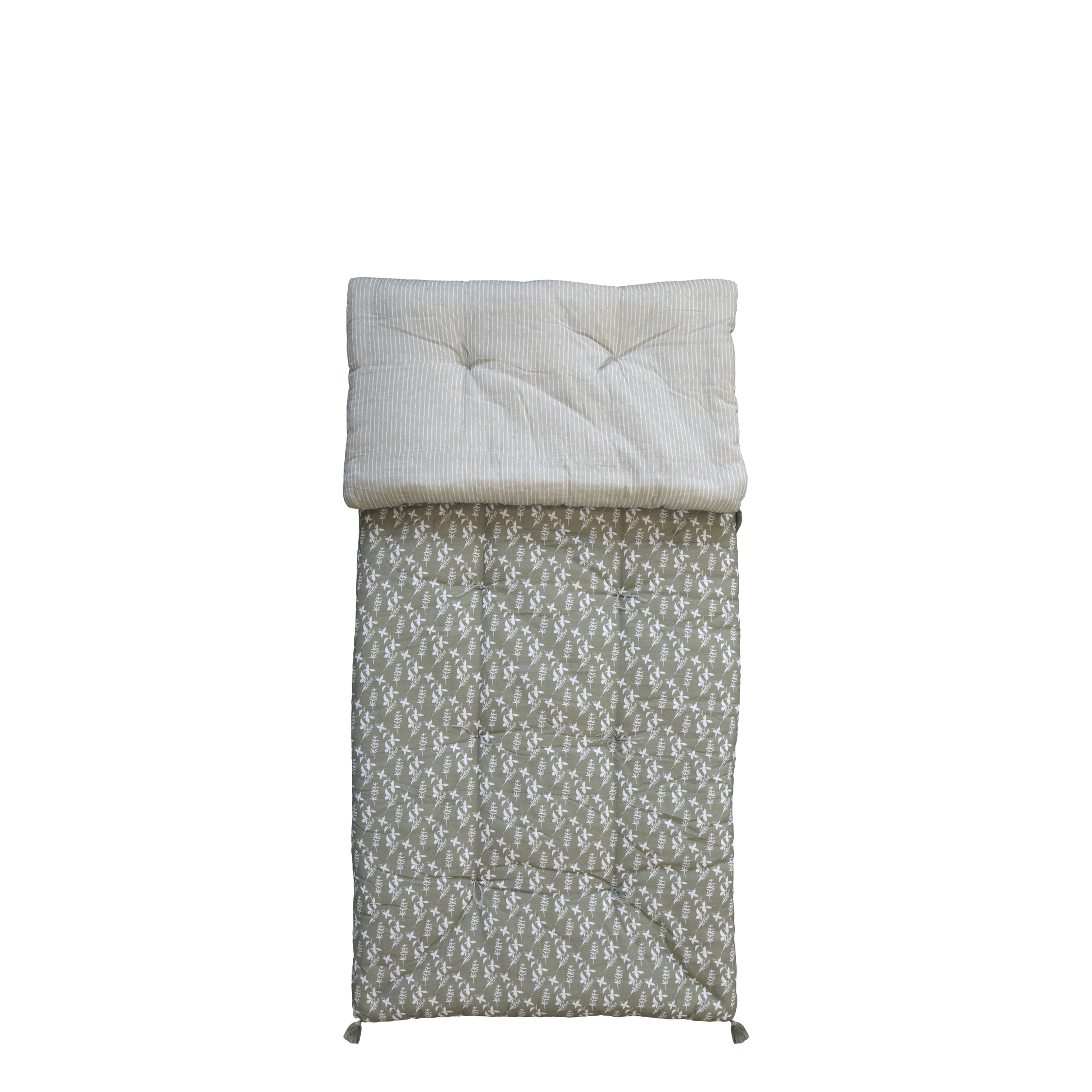 Mattress w. flowers and stripes L180/W70 cm verte