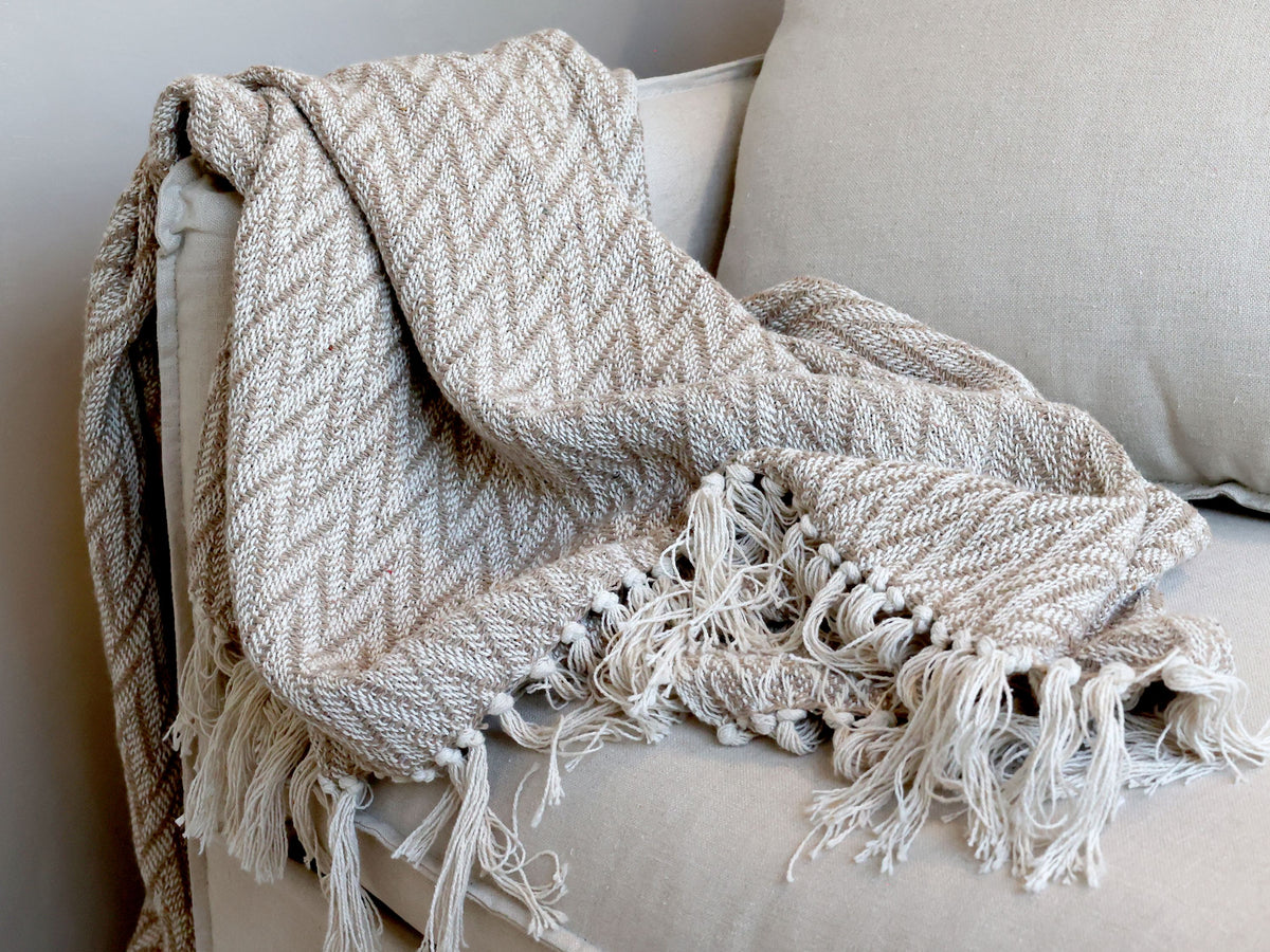 Plaid Decke Aix latte 130x150 cm Baumwolle