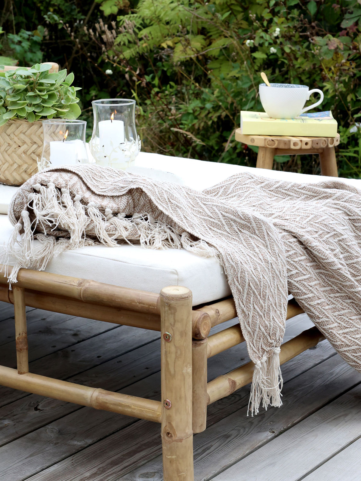 Plaid Decke Aix latte 130x150 cm Baumwolle