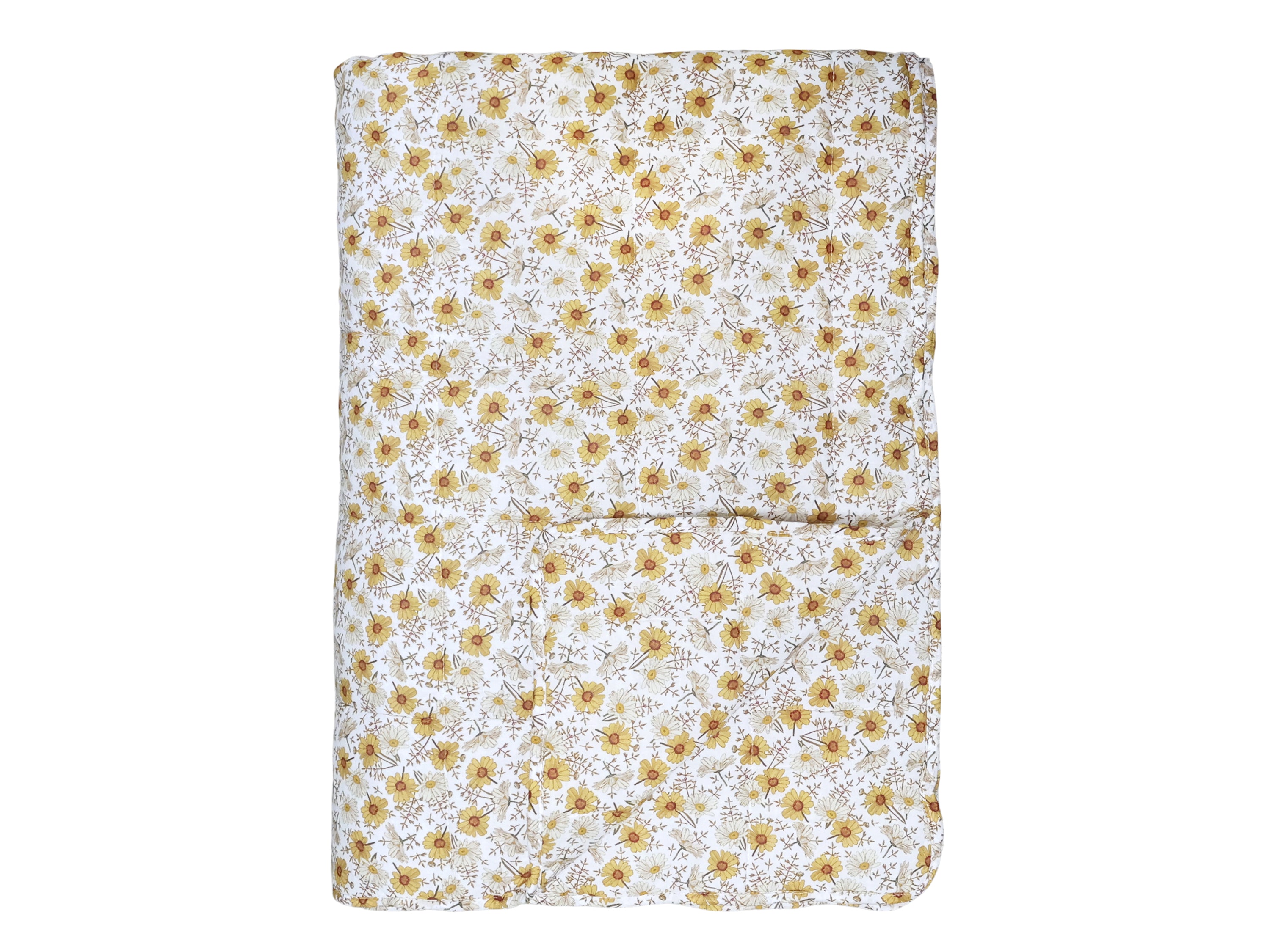 Quilt w. daisies L180/W130 cm cream