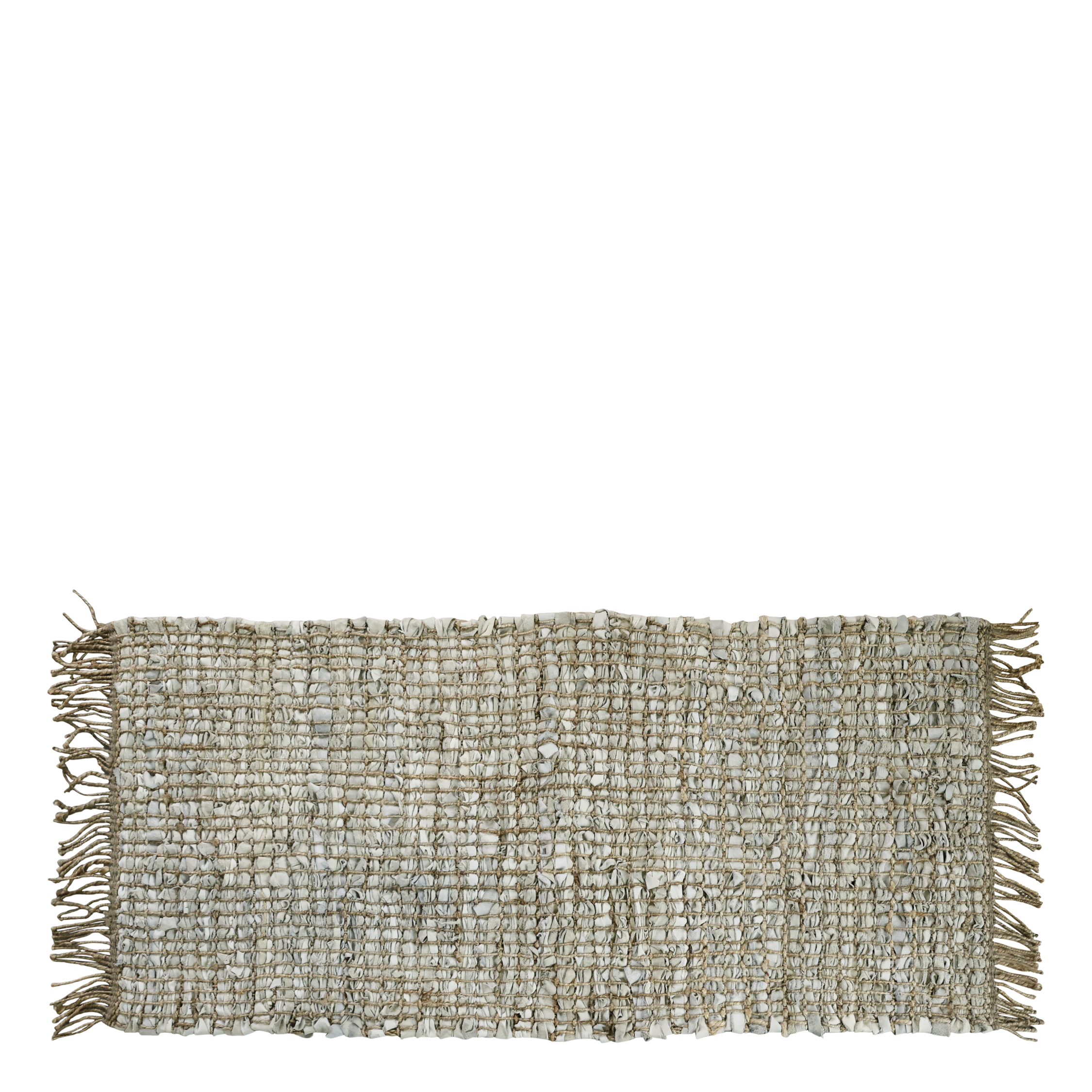 Leather Rug w. jute pattern & fringes L150/W70 cm opal
