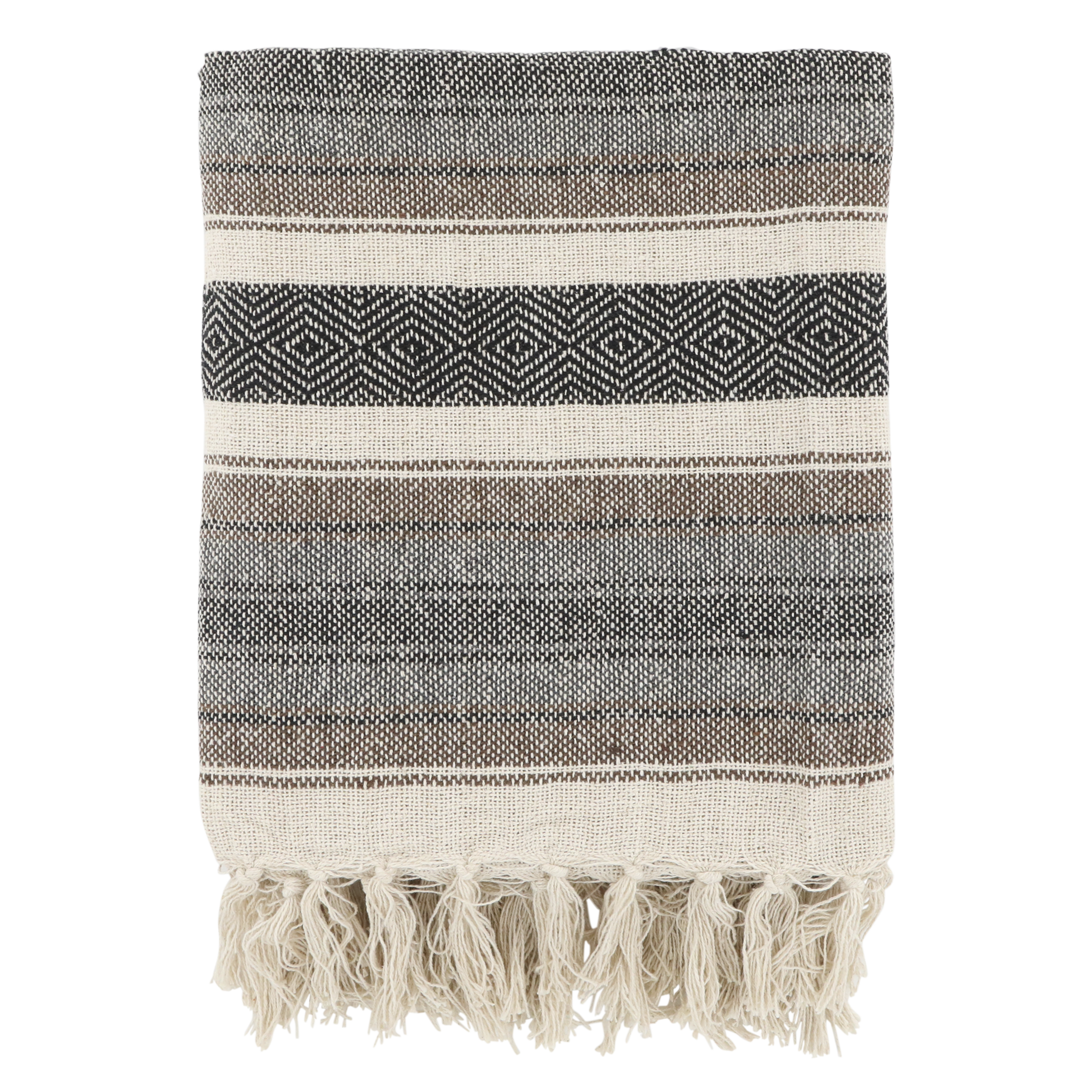 Aix Throw of surplus yarn L150/W130 cm mocca & black