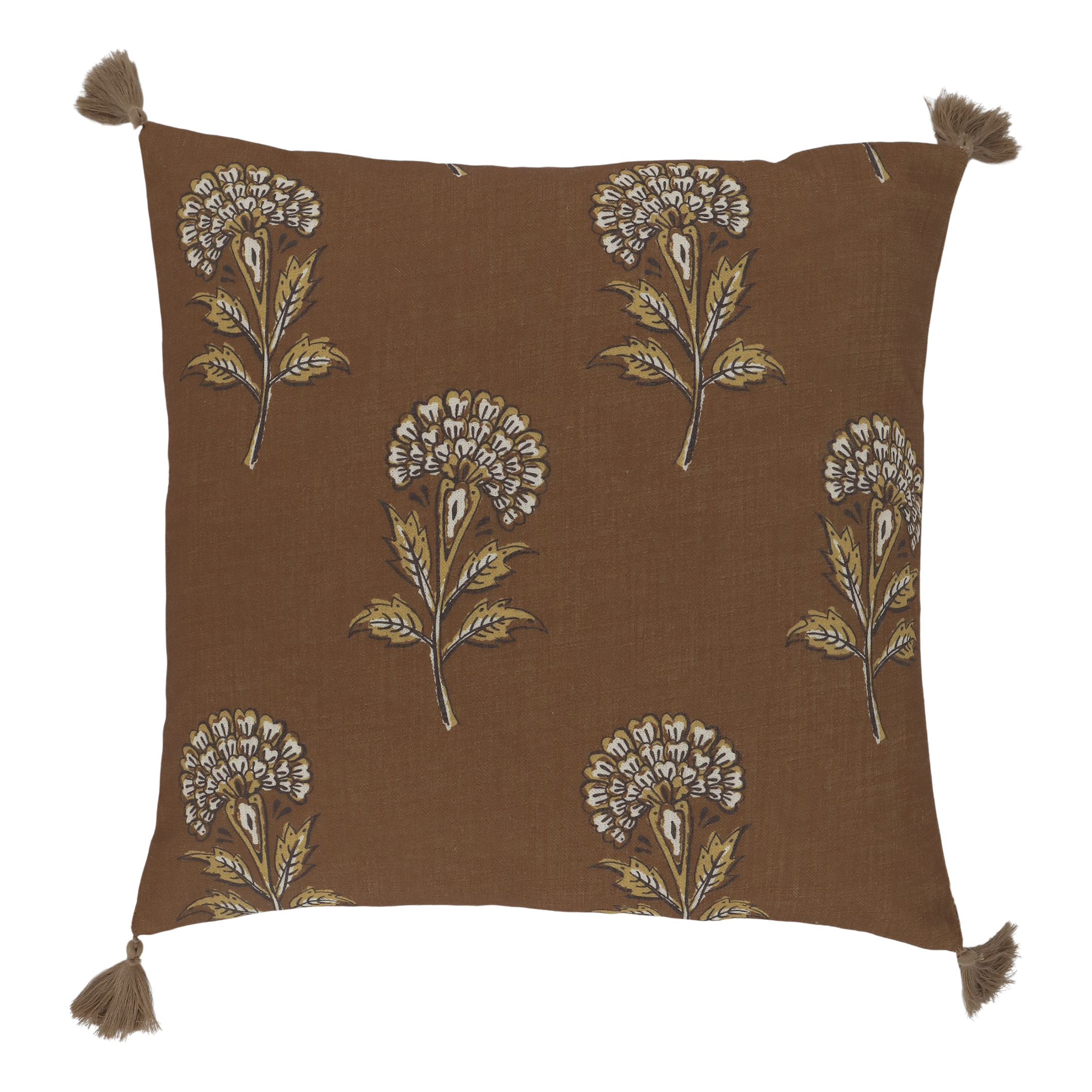 Aix Pillowcase w. tassels & flower pattern L50/W50 cm terracotta