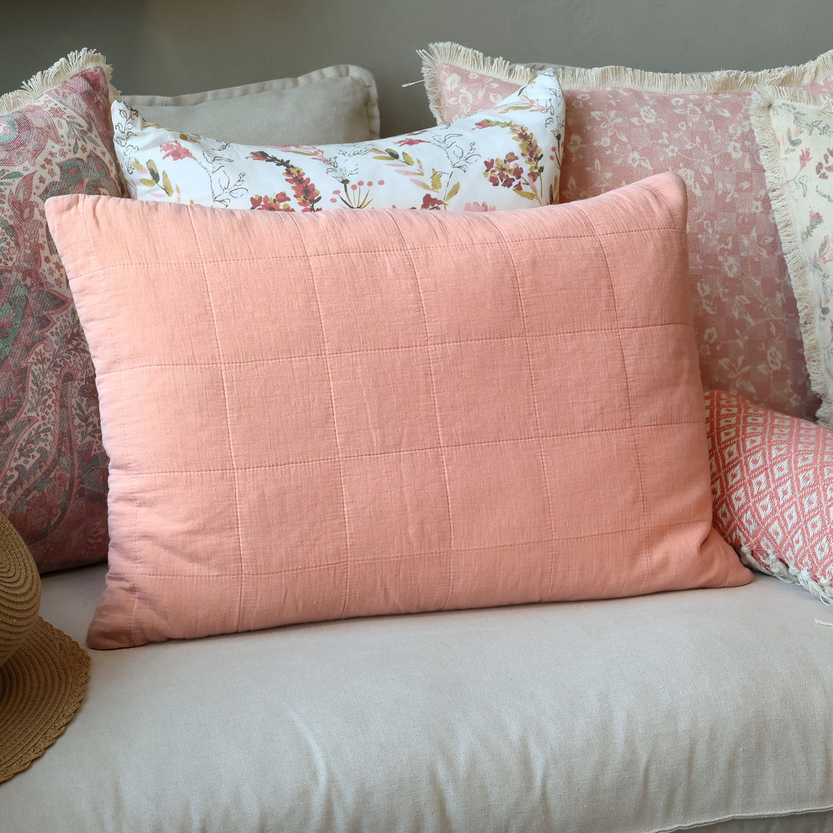 Kissenbezug 40x60 cm Vintage-Stil Coral