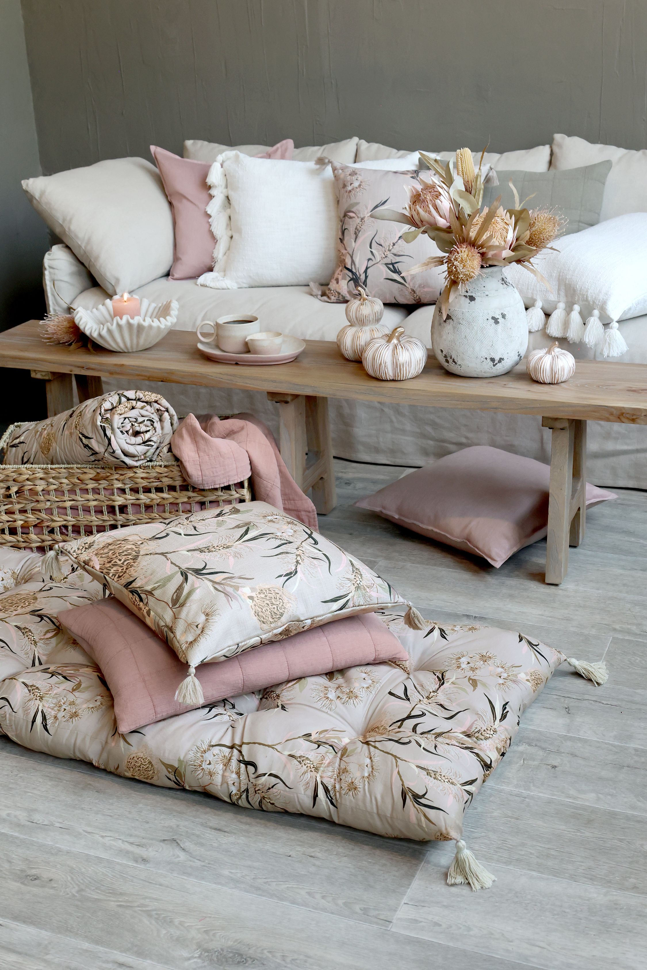 Kissenbezug 40x60 cm in Taupe – Vintage-Look