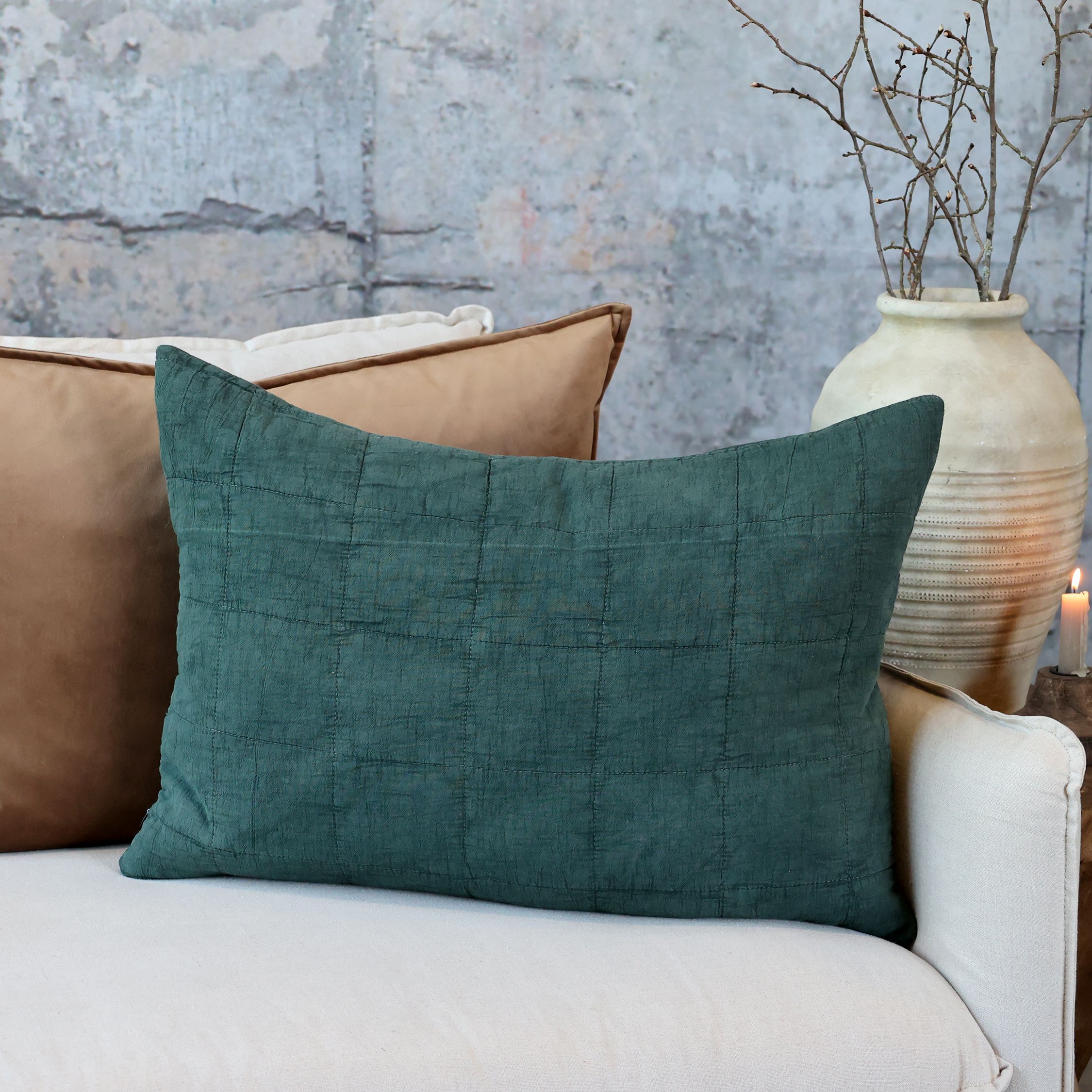 Kissenbezug Aix Vintage 60x40 cm in Forest Green