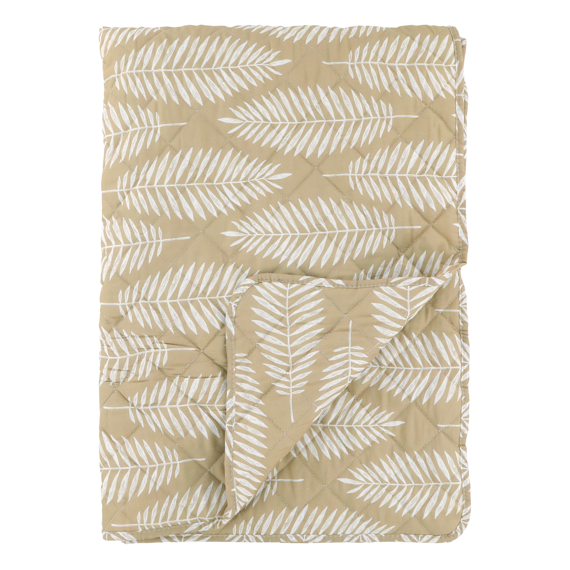 Quilt Aix mit tropischem Blattmotiv, beige/weiß, 180x130 cm