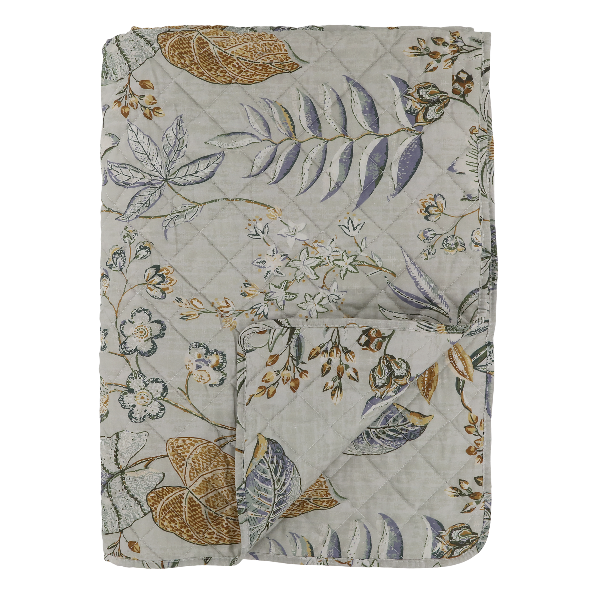 Aix Quilt w. flower pattern L180/W130 cm opal