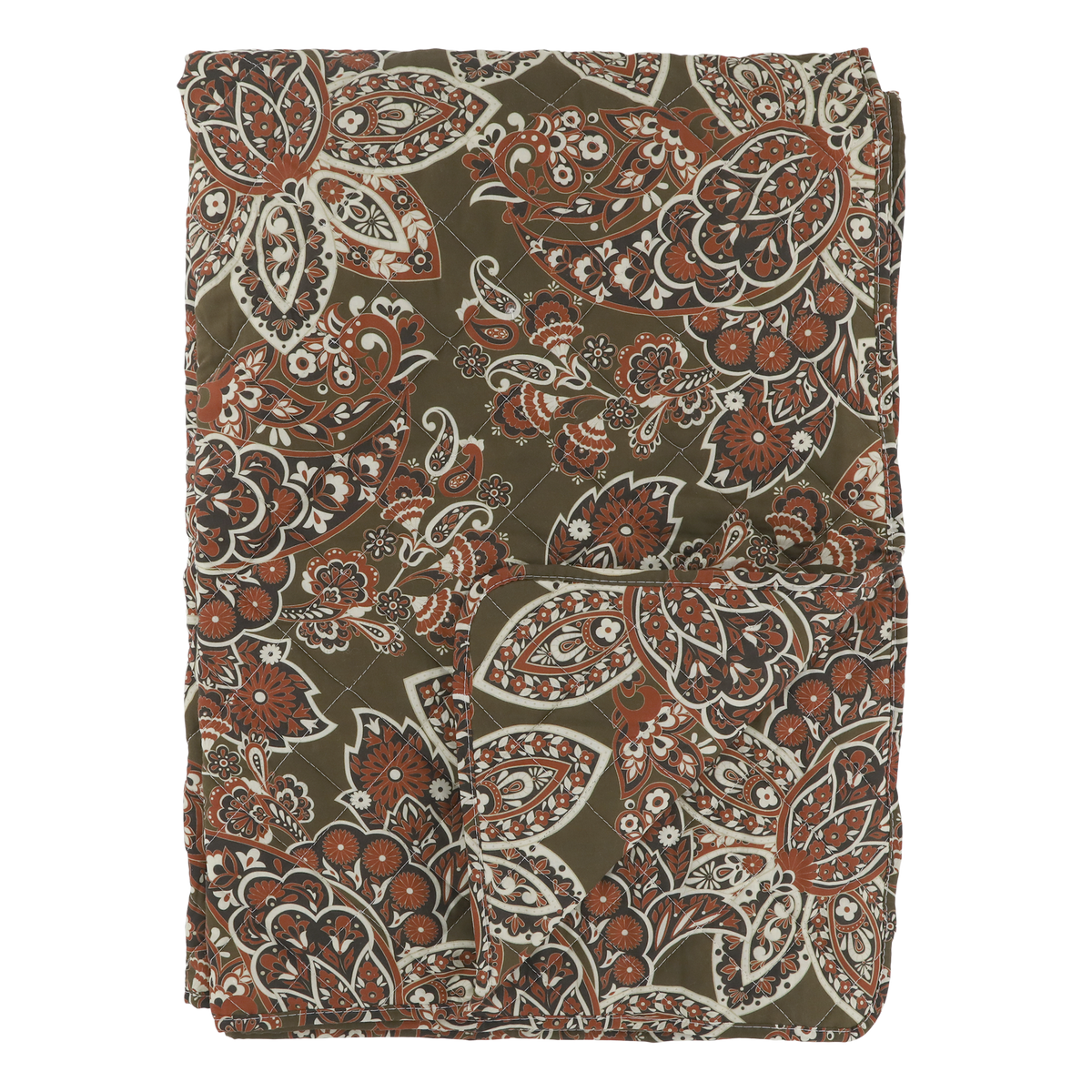Quilt mit Paisley Motiv in Moos und Terracotta, 180x130 cm