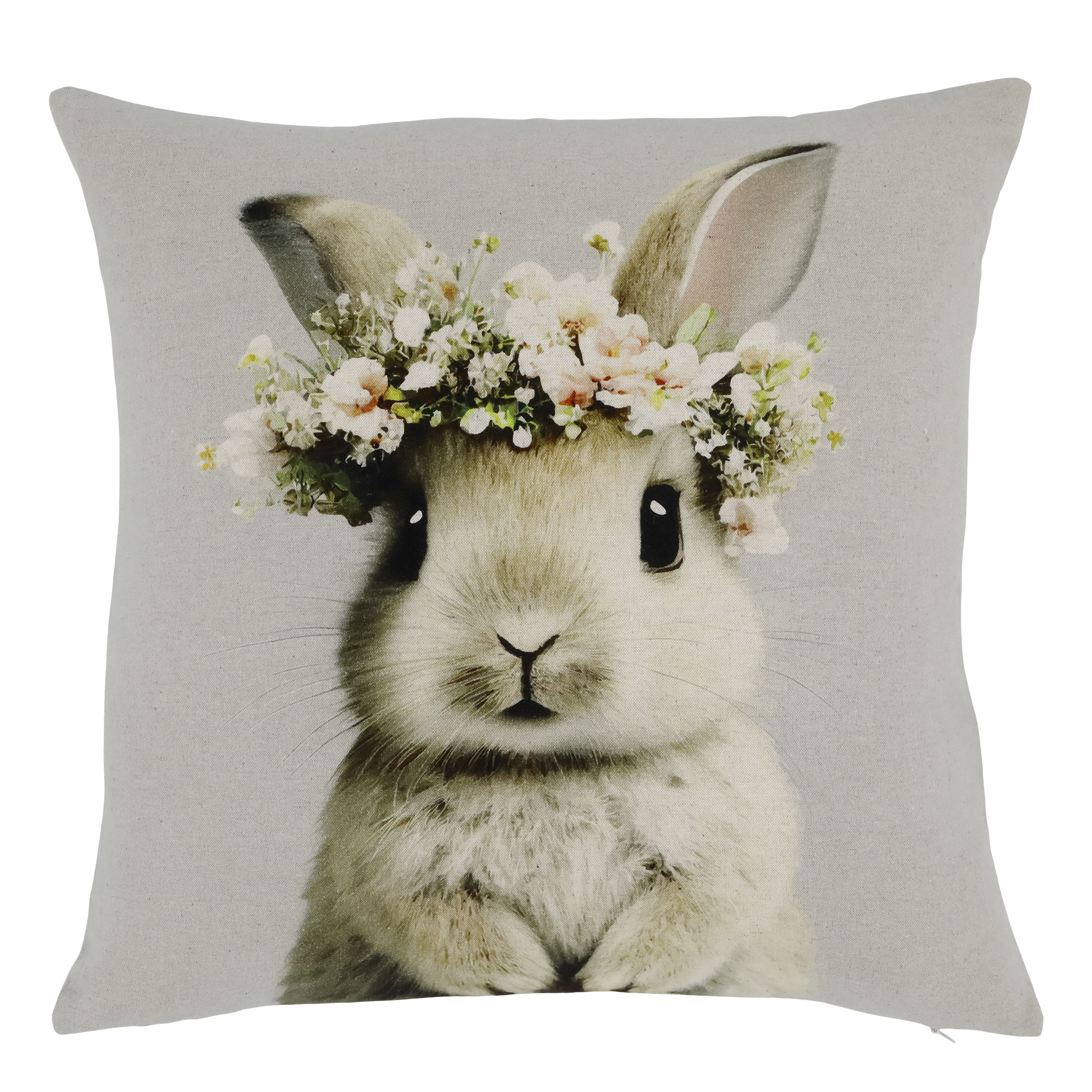 Pillowcase w. rabbit L45/W45 cm French grey