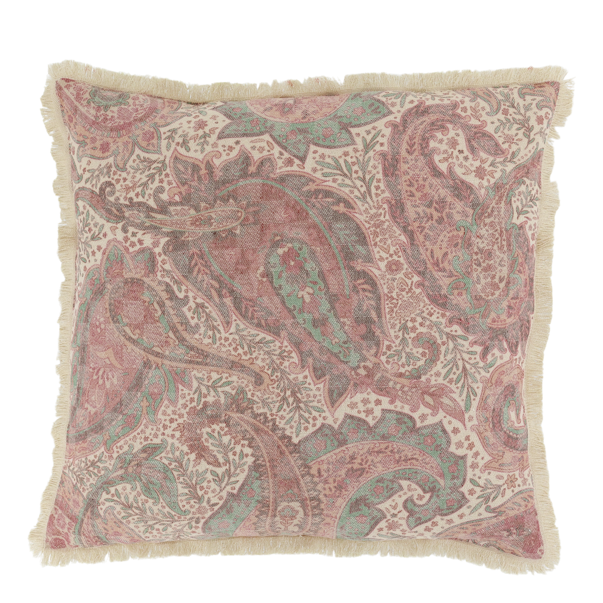 Kissenbezug 50x50 cm mit Fransen und Paisley-Muster
