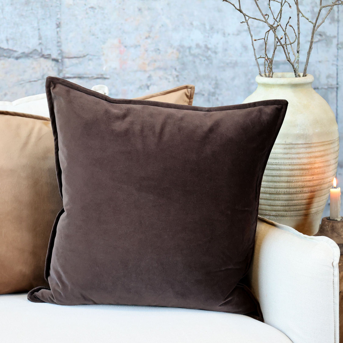 Kissenbezug 50x50 cm Velour Mokka