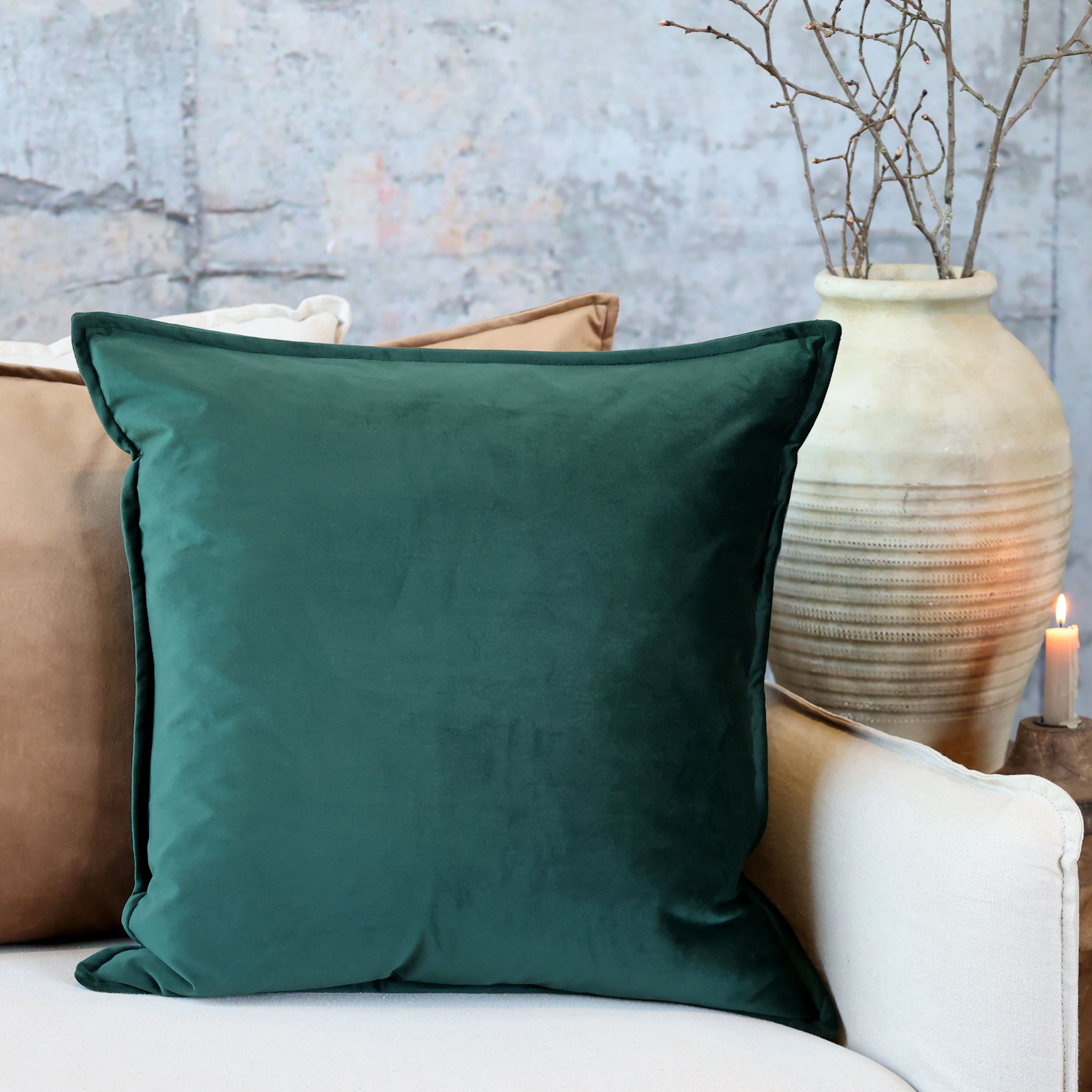 Kissen 50x50 cm Veloursbezug Forest Green