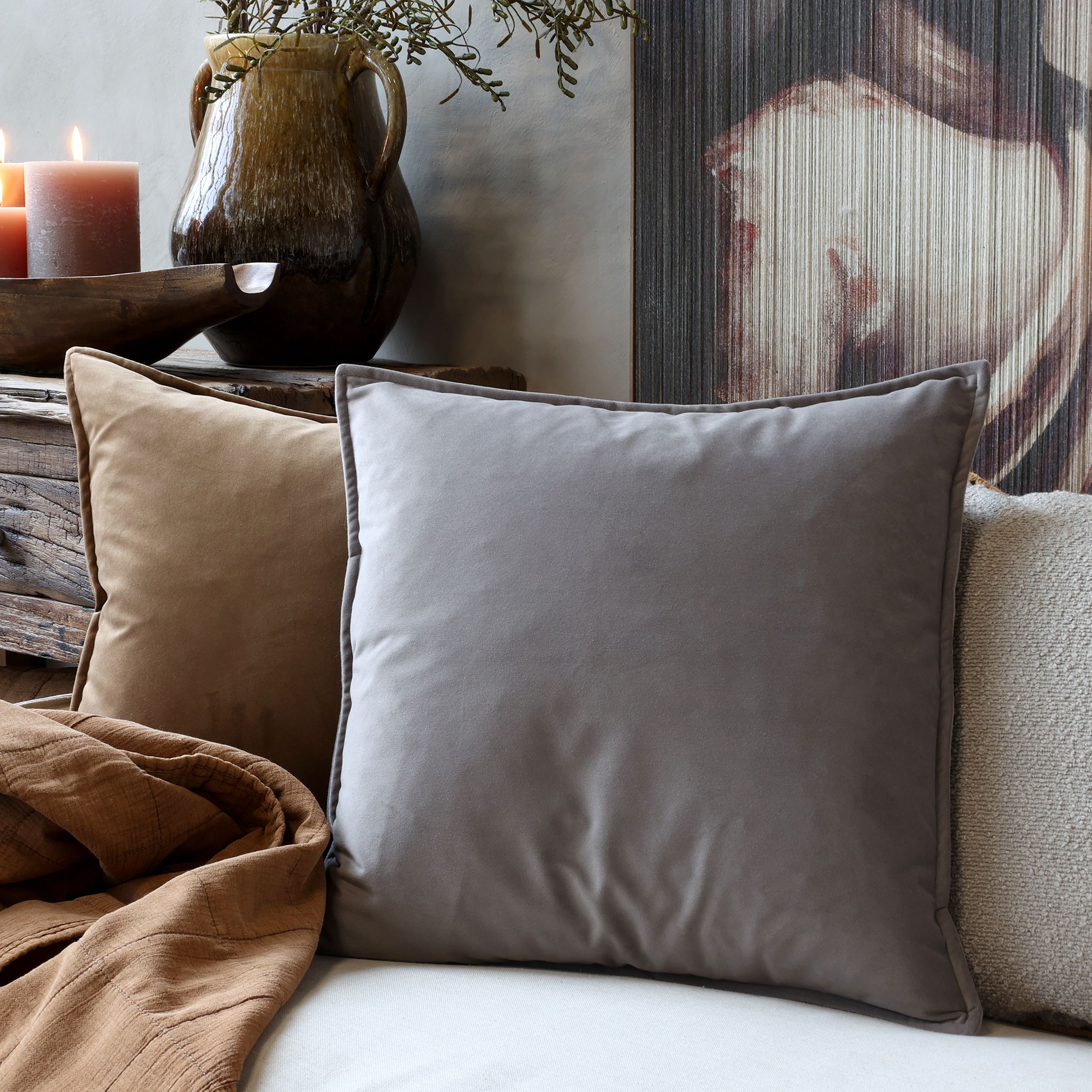 Kissen 50x50 cm Veloursbezug Thunder Grey
