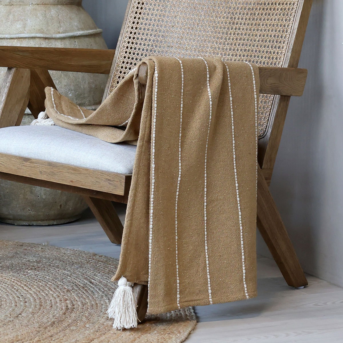 Plaid aus Baumwolle, 150 cm lang, 130 cm breit, honig