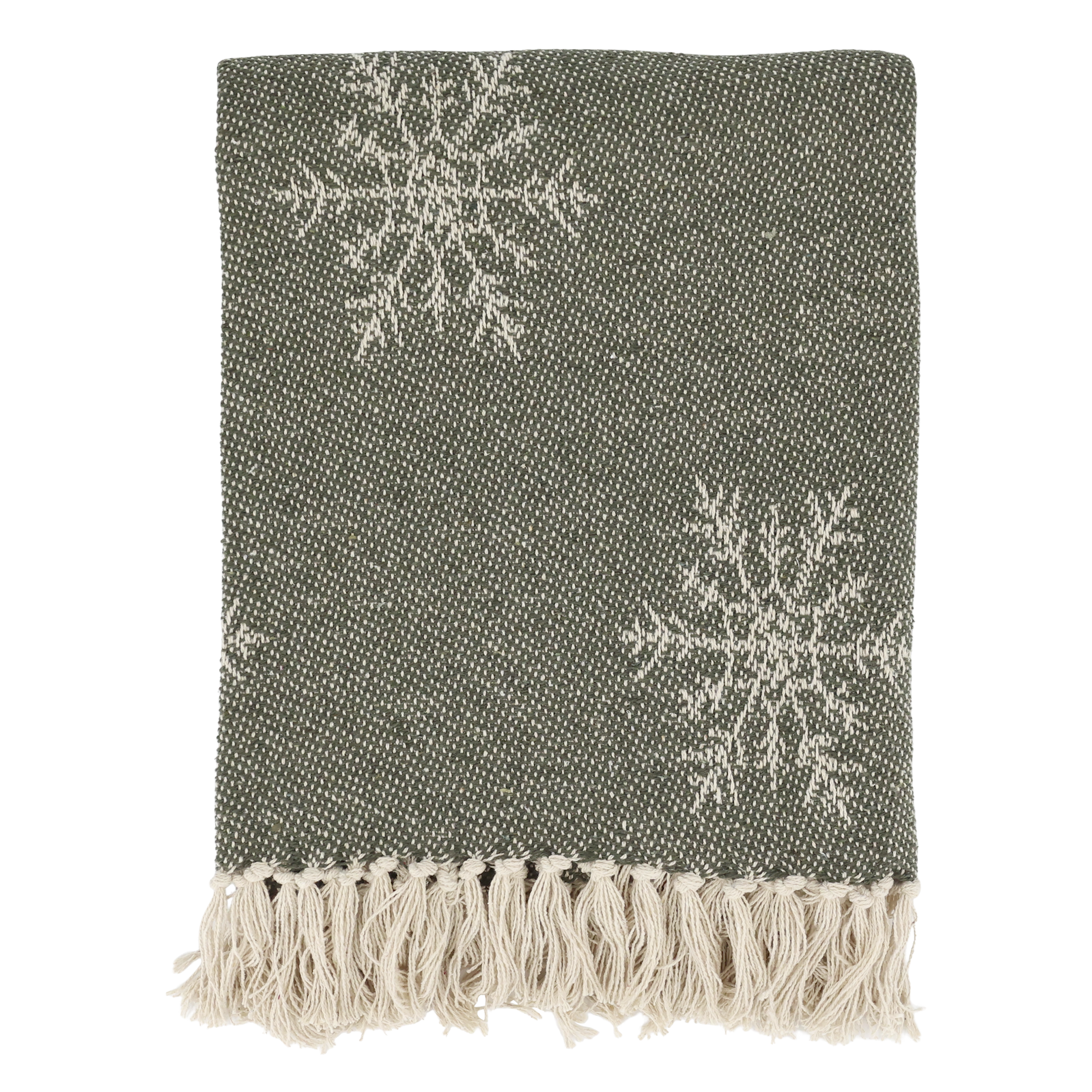 Aix Throw of surplus yarn w. ice crystals L150/W130 cm olive