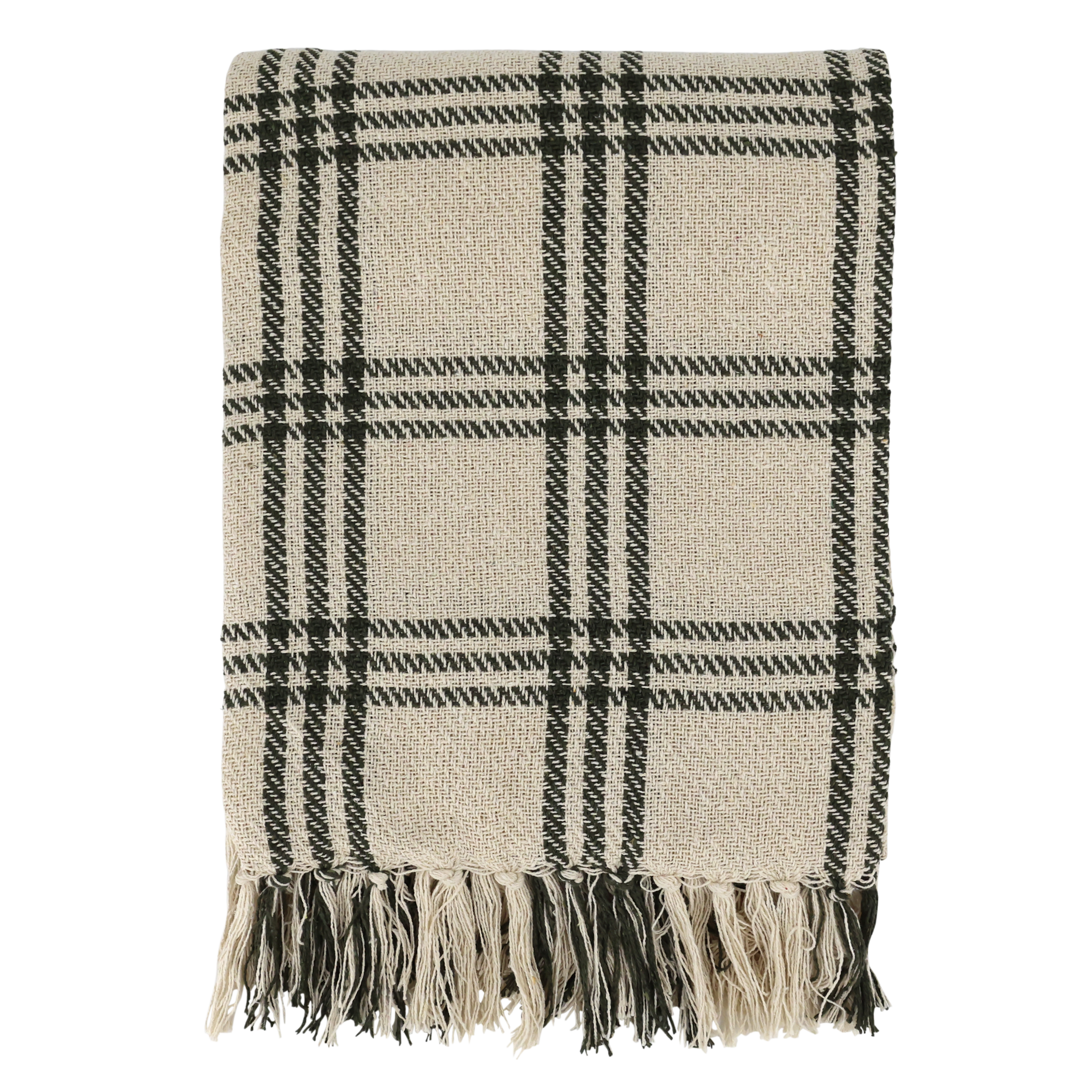 Aix Throw of surplus yarn w. check pattern L150/W130 cm olive