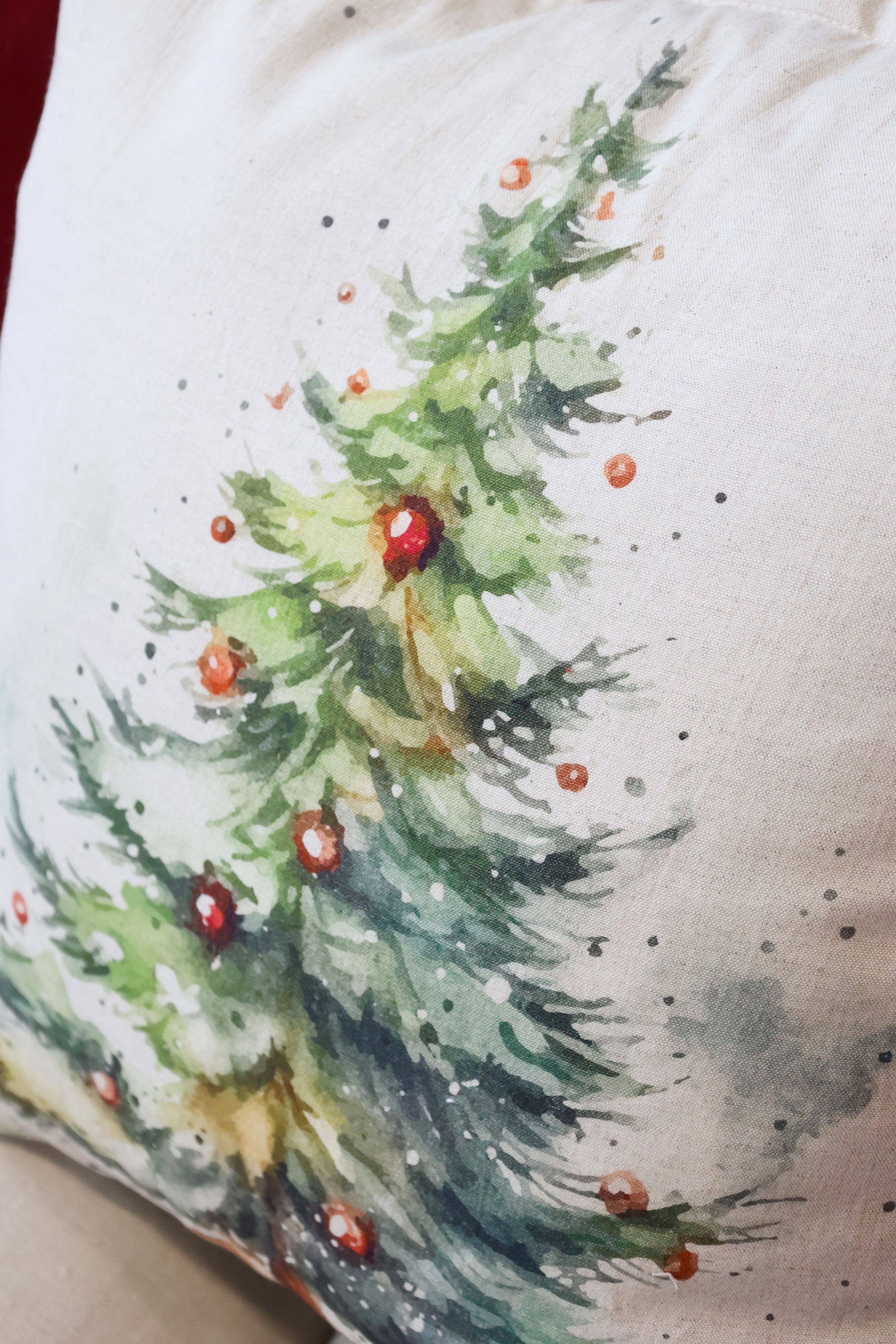 Kissenbezug 50x50 cm mit Weihnachtsbaum, Leinen