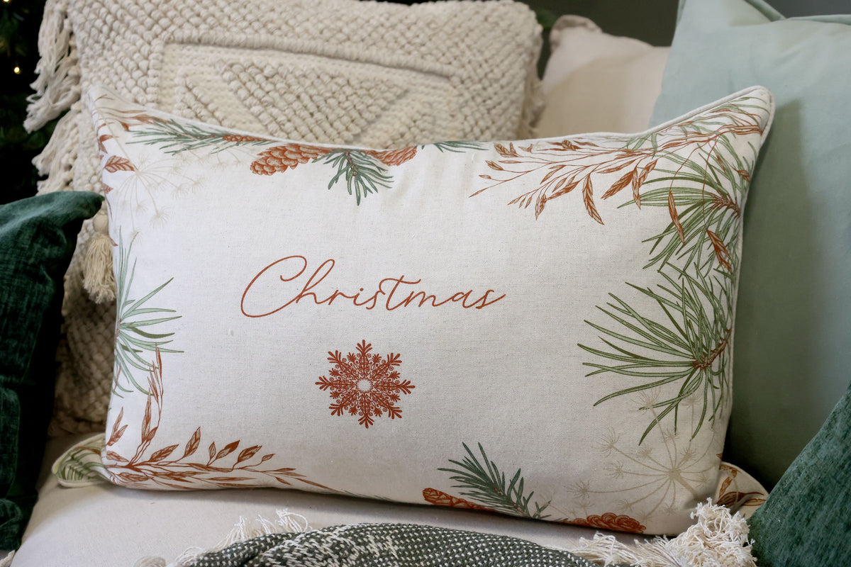 Kissenbezug Aix mit Tanne Christmas, 40x60 cm, Leinen