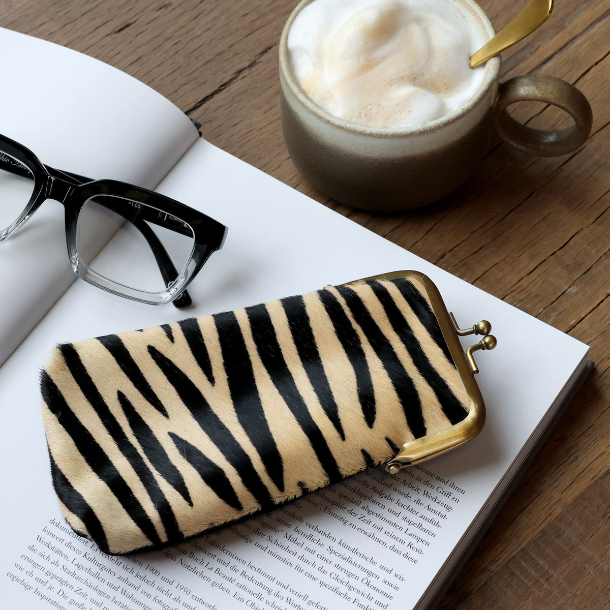 Etui aus Leder mit Zebradruck – Tasche für Kleinteile