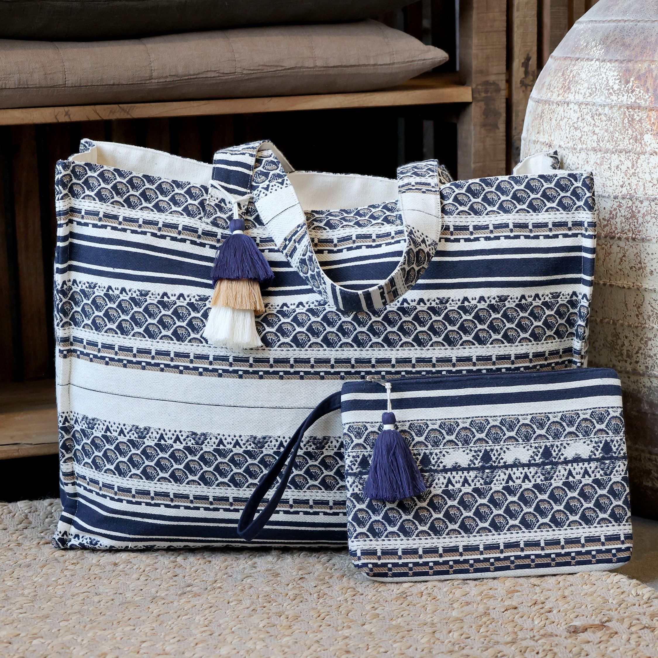 Clutch Tasche in Midnight – Jacquardgewebt, 19 cm hoch