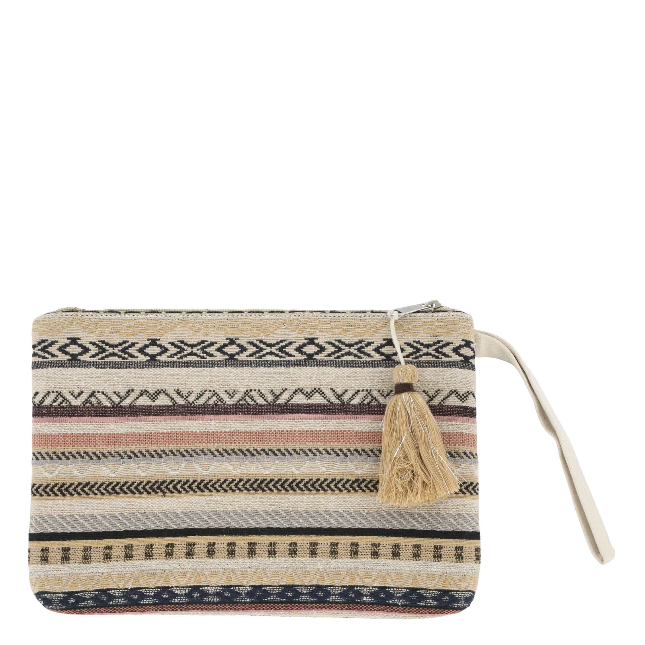 Clutch Tasche Sens Jacquardgewebt Mokka 19 cm hoch