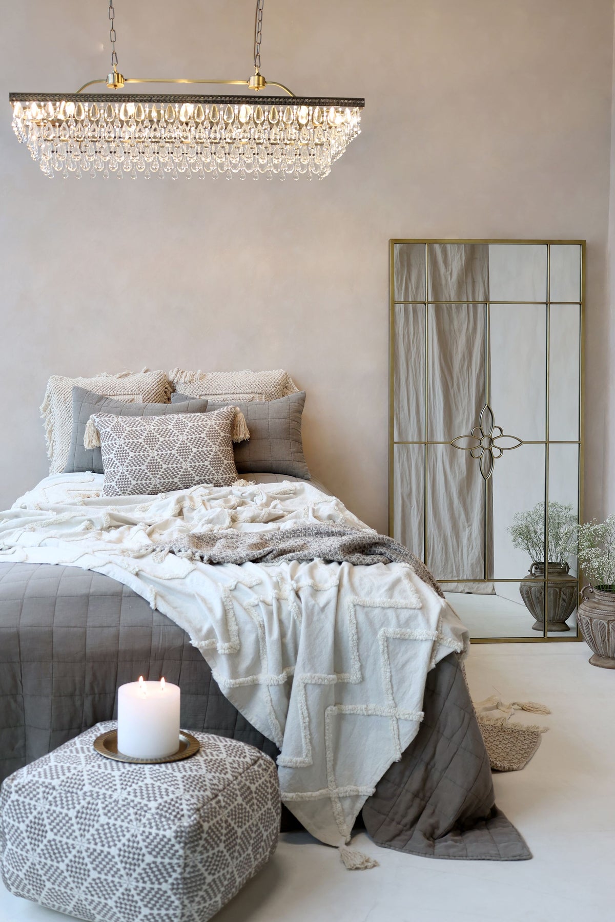Baumwoll-Quilt in Latte, 240 x 240 cm