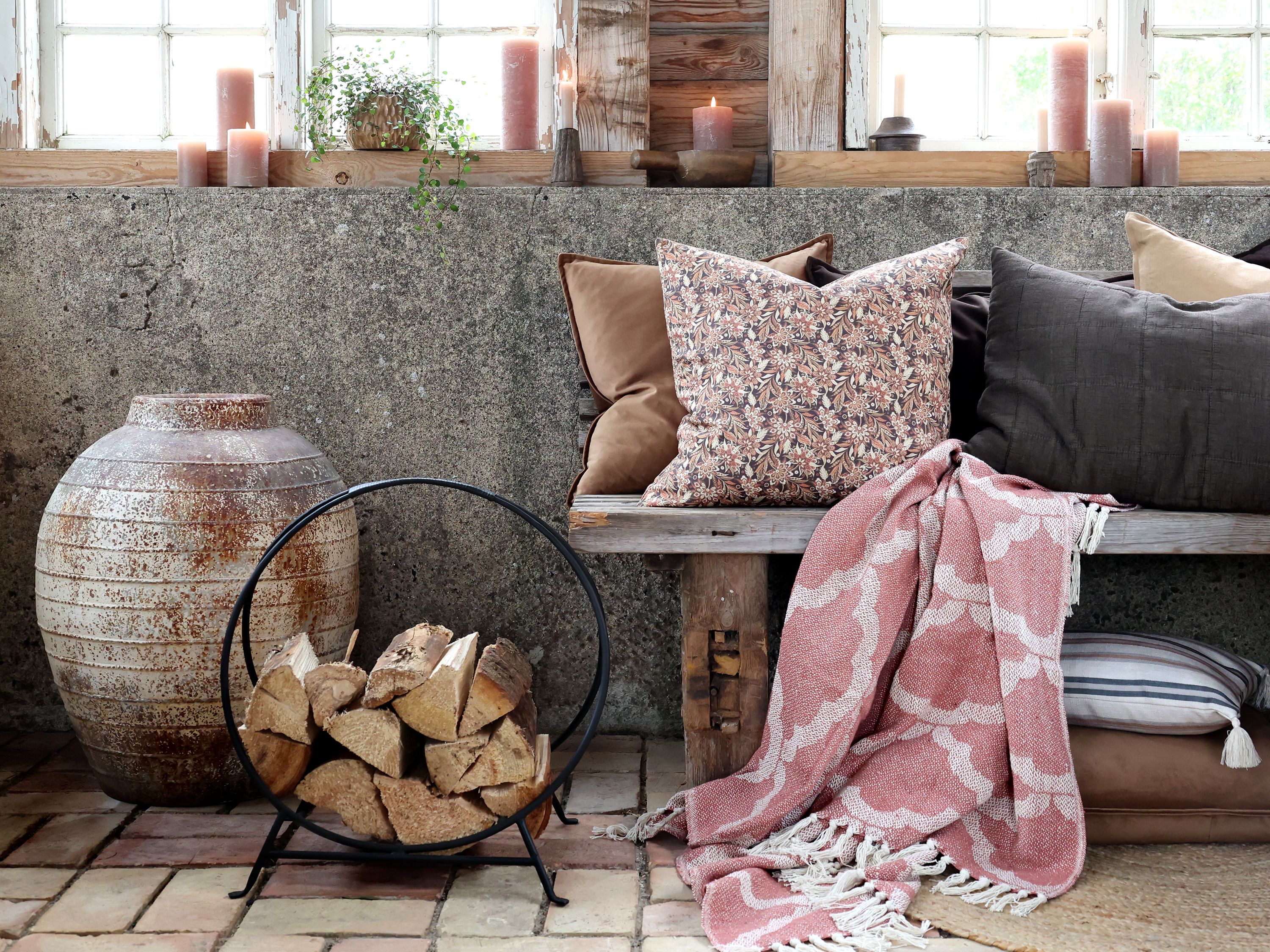 Plaid Decke Aix in Malve und Creme, 150x130 cm