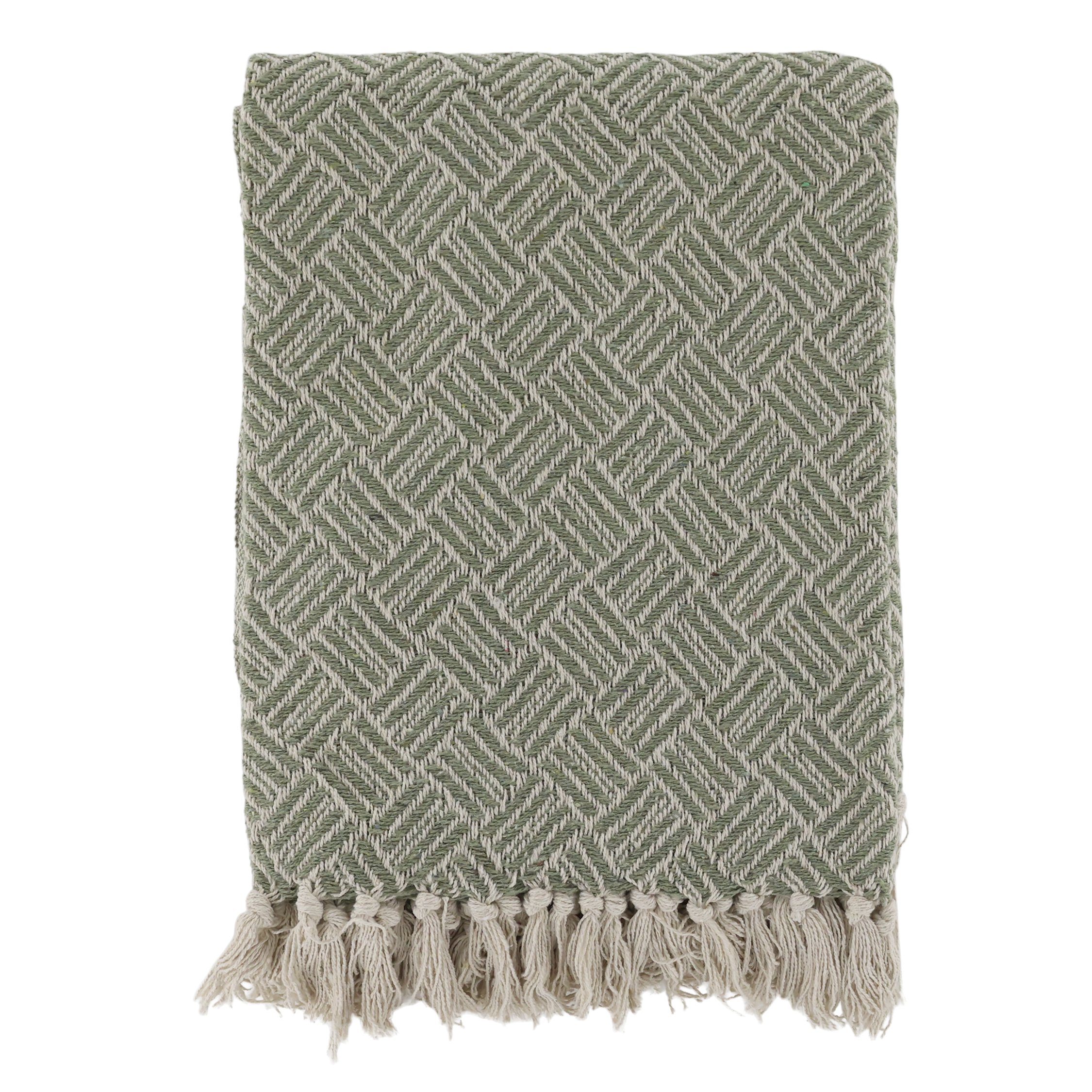 Aix Throw of surplus yarn L150/W130 cm verte & cream