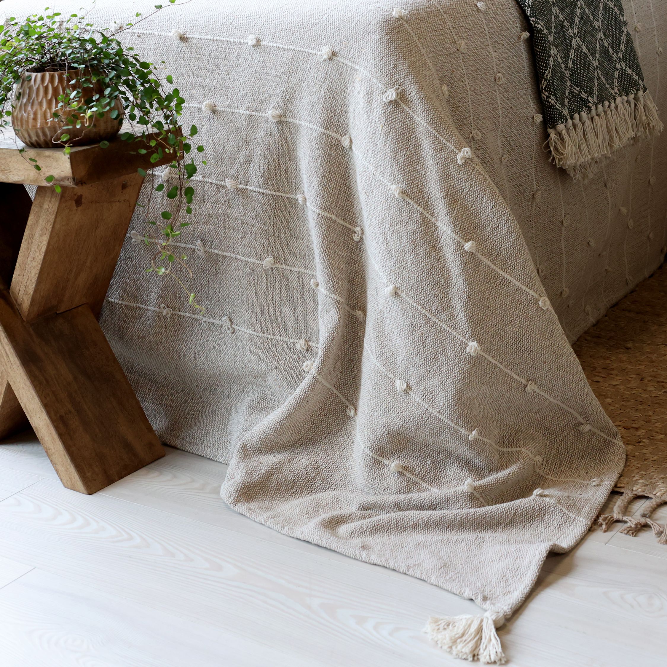 Plaid Decke aus Baumwolle, latte, 240x260 cm