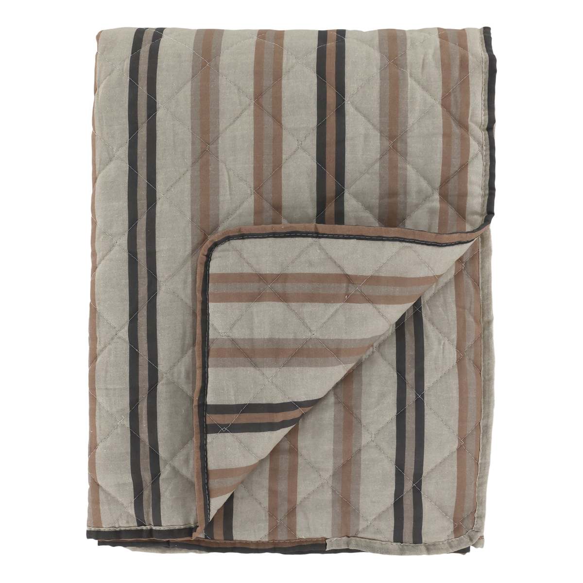 Aix Quilt mit Streifen in Cognac und Latte, 180x130 cm