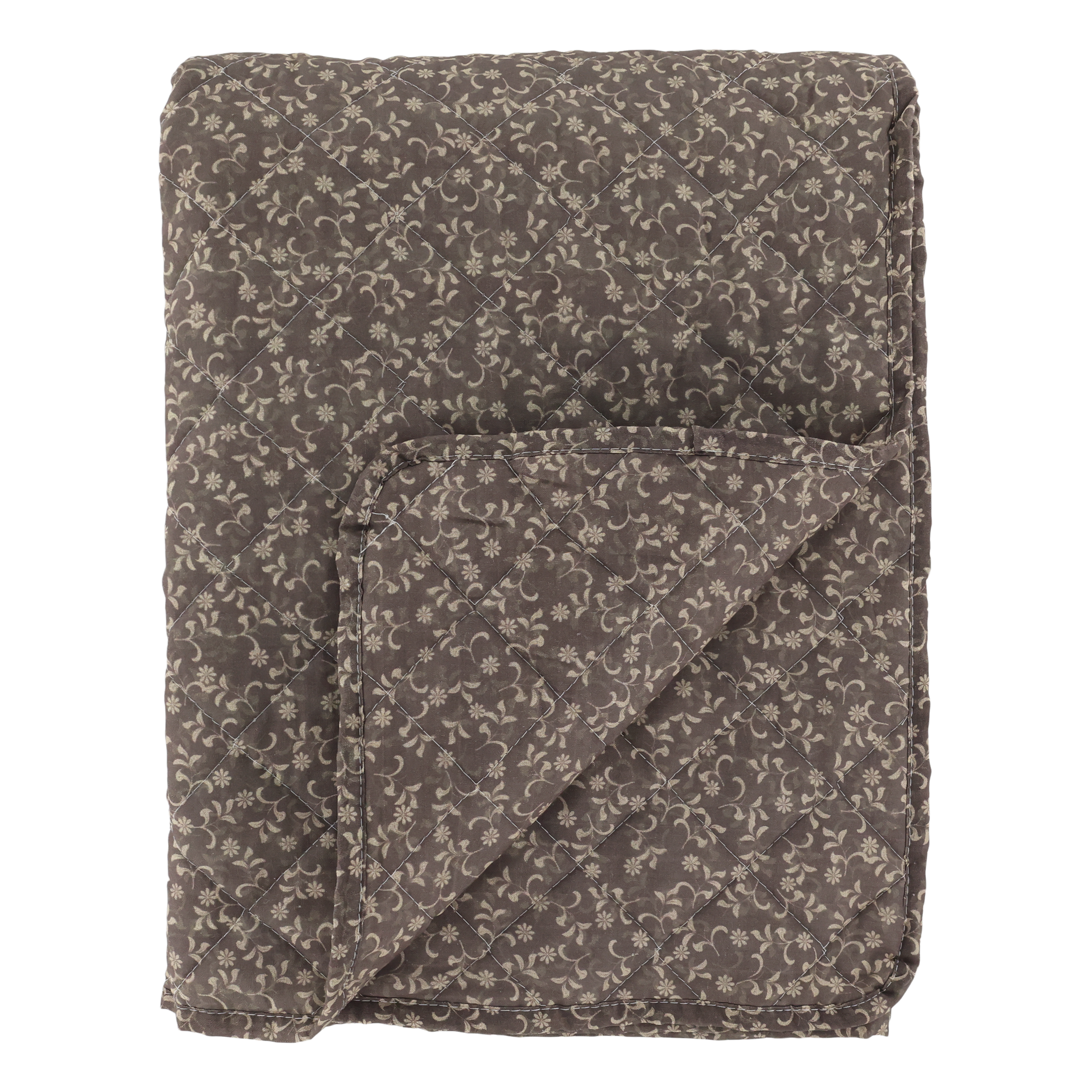 Aix Quilt w. flowers L180/W130 cm latte & sand