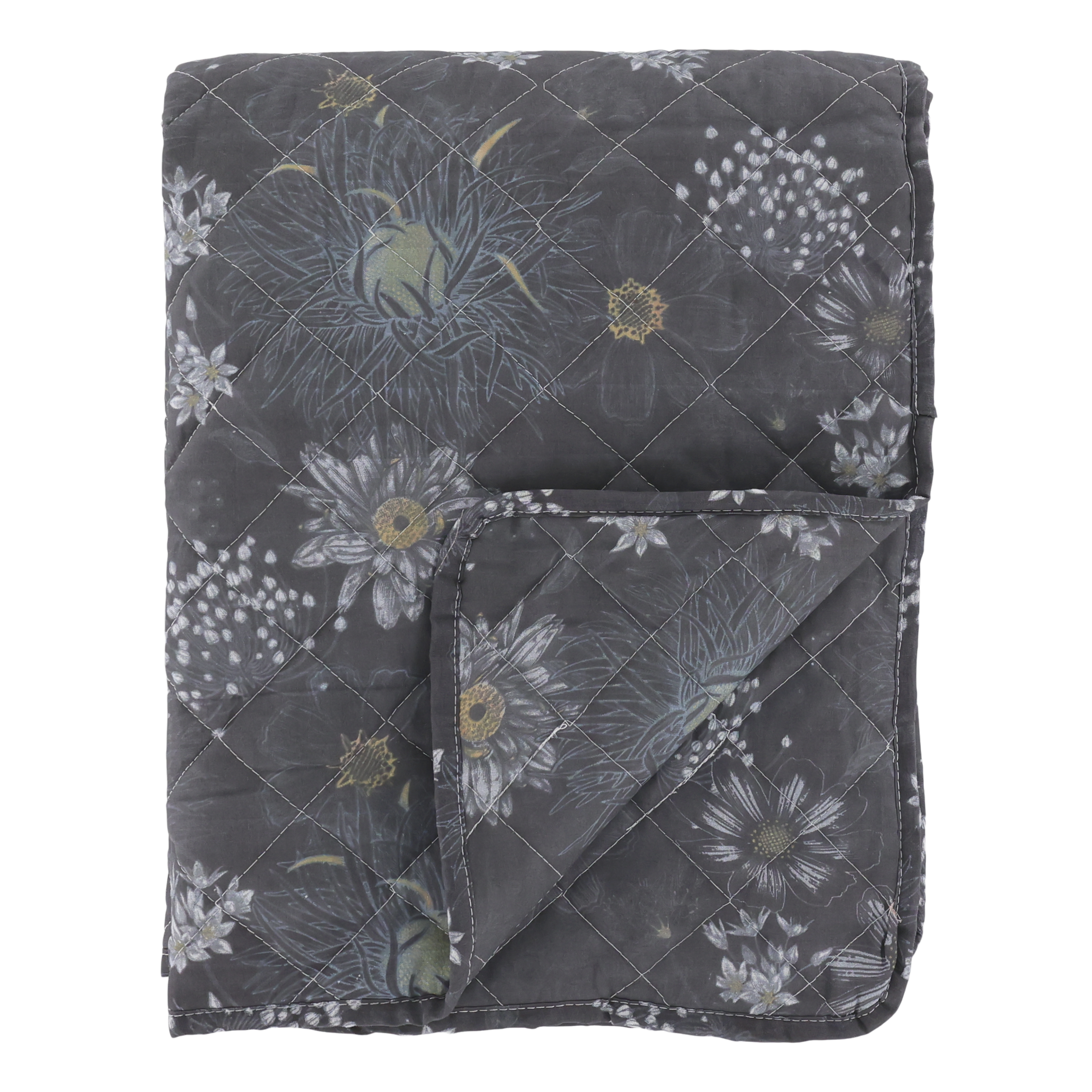 Aix Quilt mit Blumen, 180x130 cm, midnight