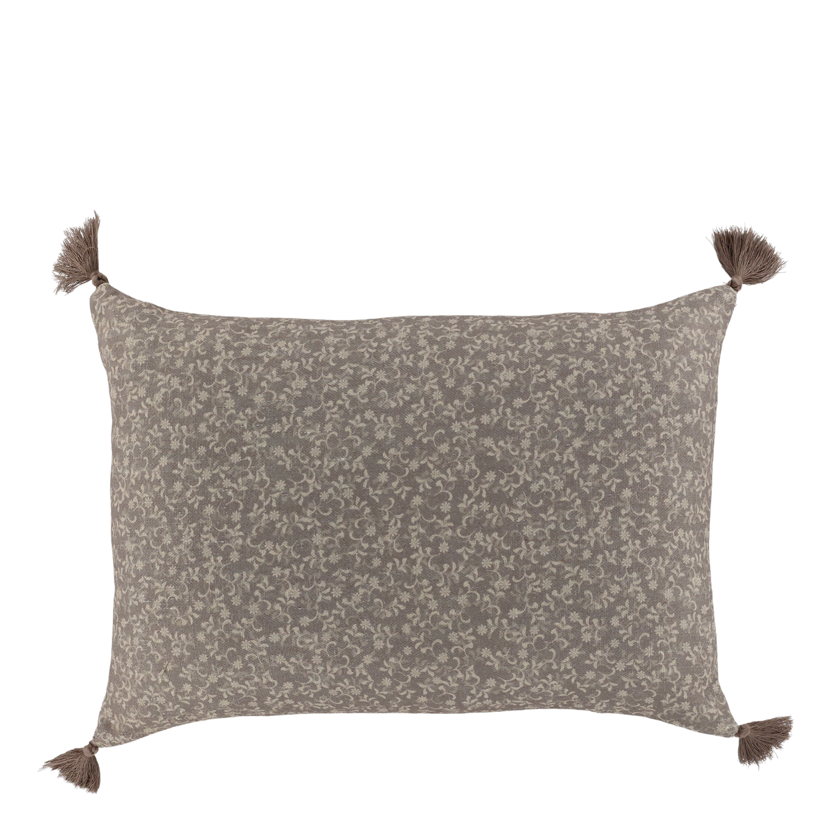 Kissenbezug Aix mit Quasten und Blumenmotiv, 50x35 cm
