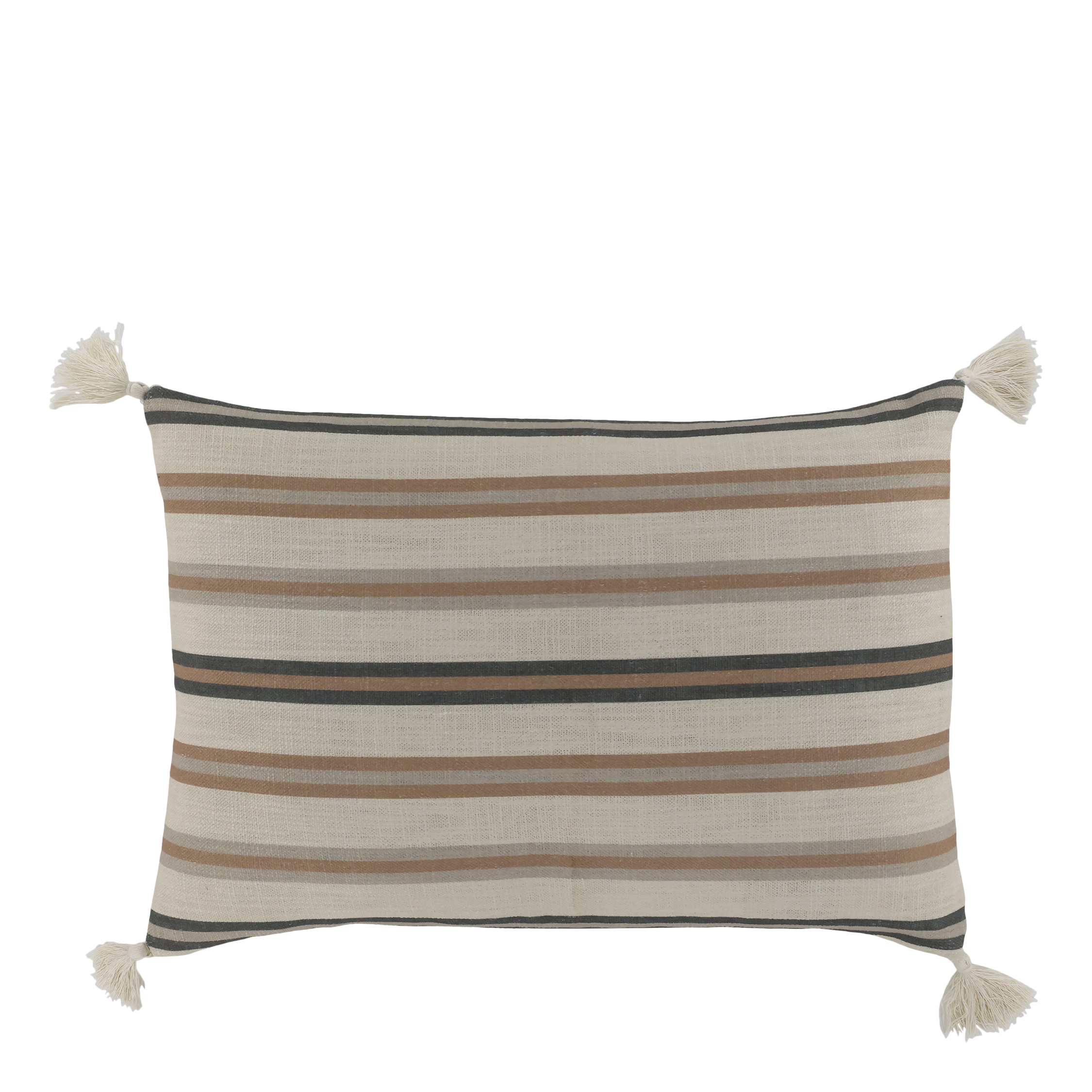 Aix Pillowcase w. tassels & stripes L50/W35 cm cognac & latte