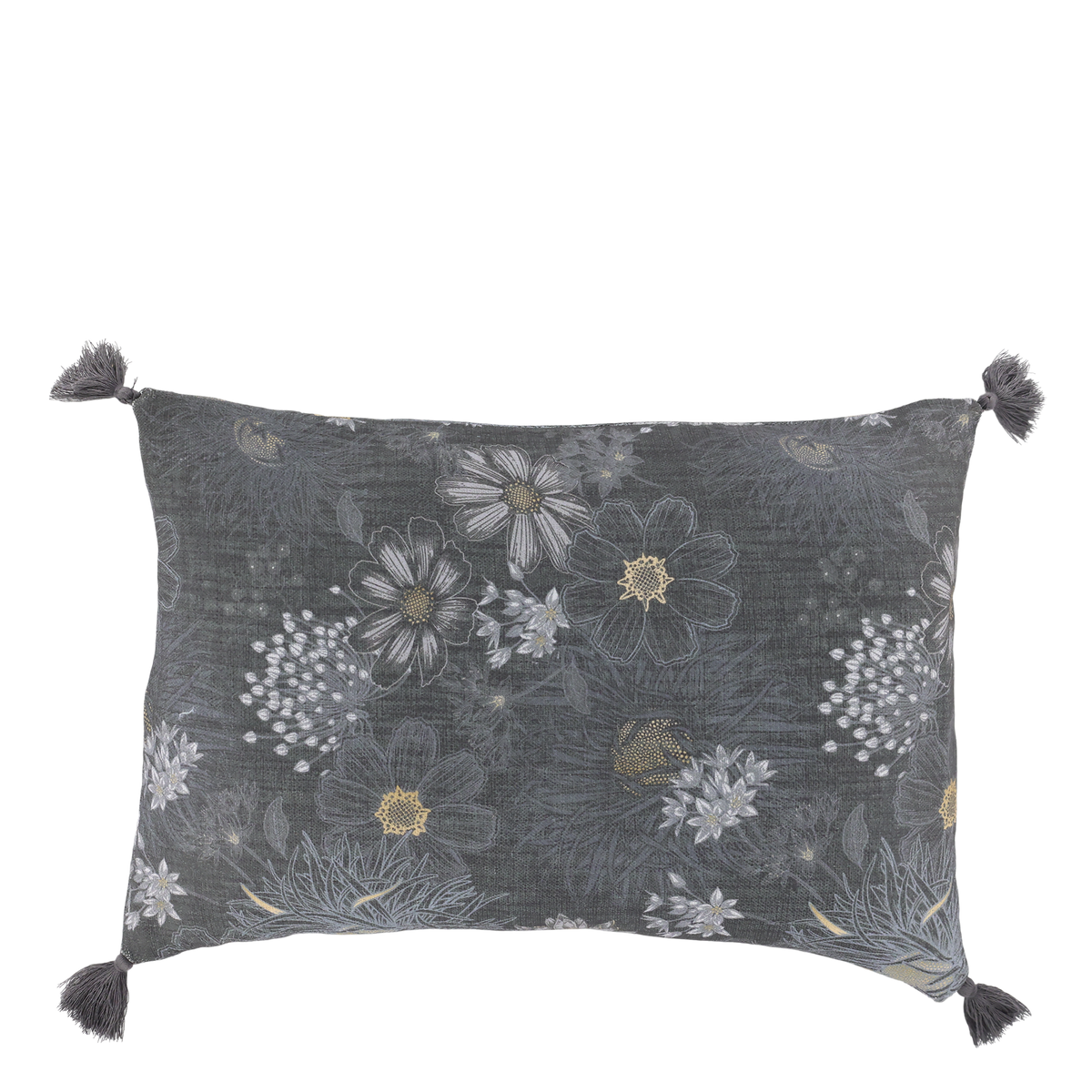 Kissenbezug Aix mit Quasten, 50x35 cm, midnight