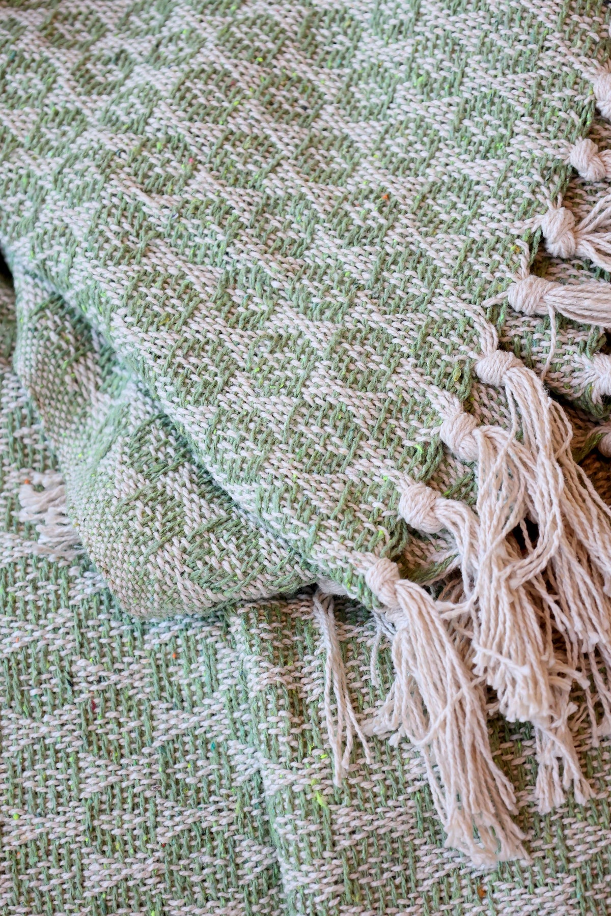 Baumwoll-Plaid in Grün, 150 cm lang, 130 cm breit